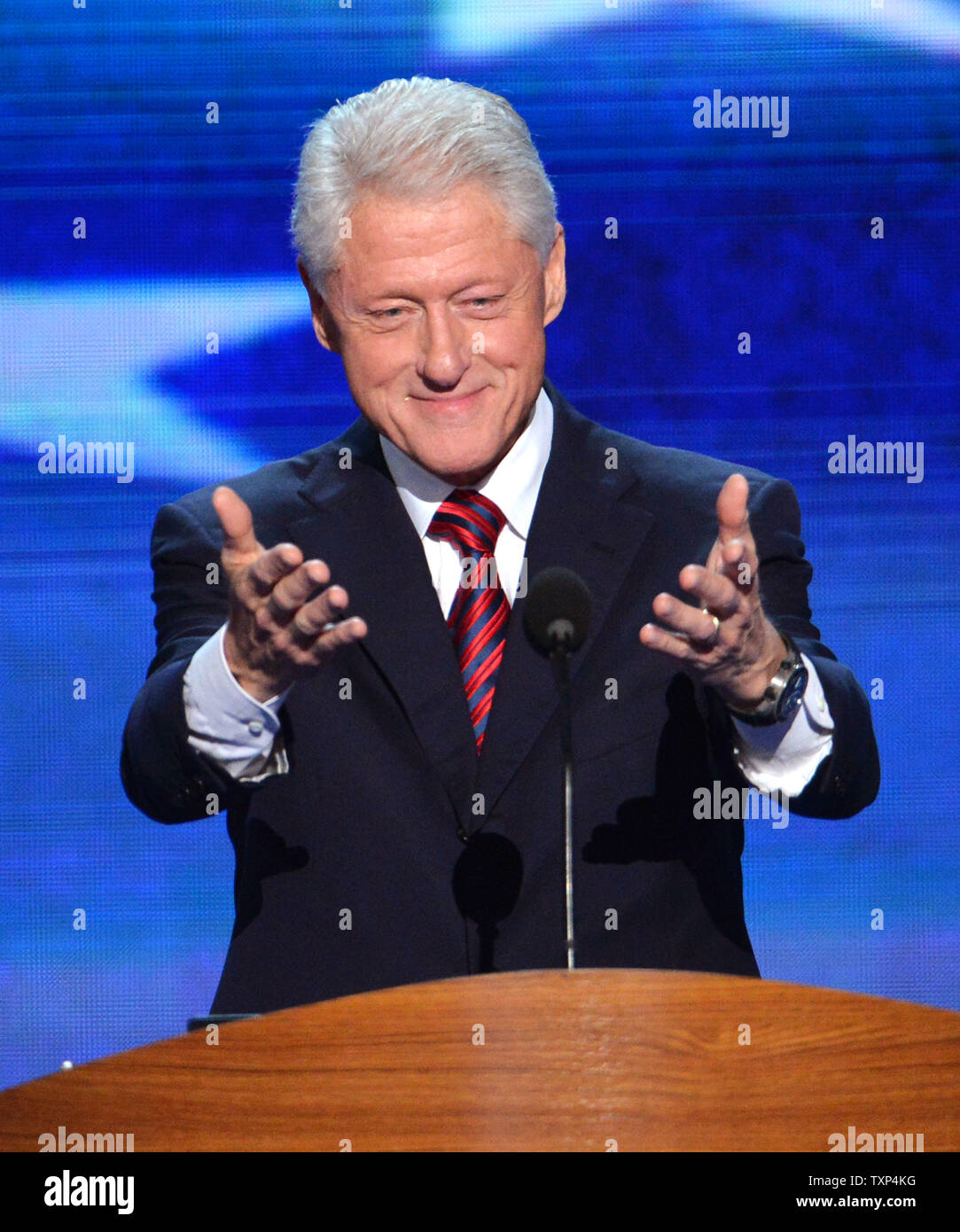 Former President Bill Clinton delivers remarks at the Democratic