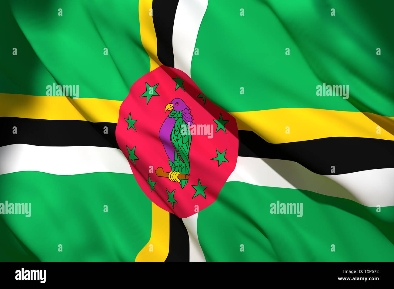 3d rendering of a Dominica national flag waving Stock Photo - Alamy