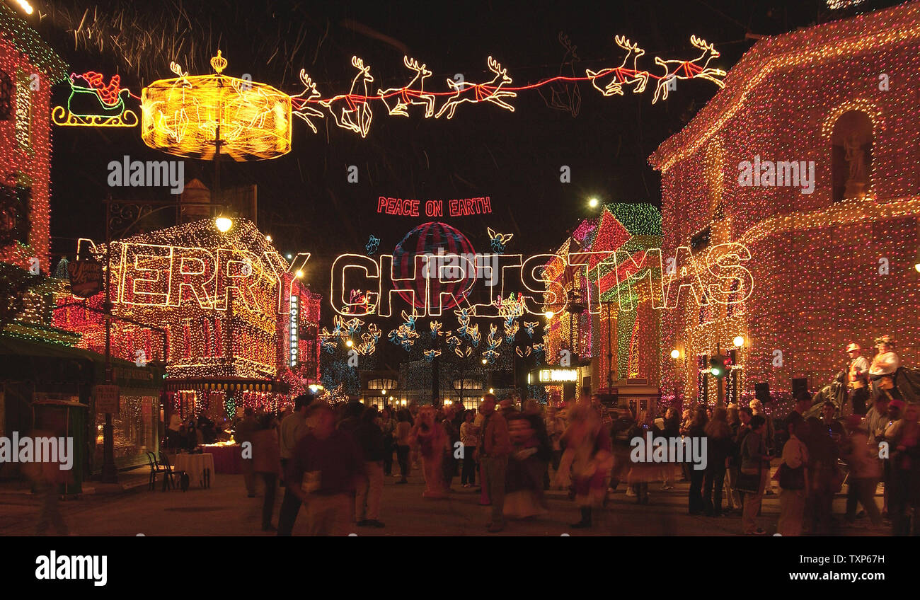 On Nov 15, 2004 at the Disney's MGM Studios near Orlando, Florida, the new Osborne Christmas Lights are introduced for the 2004 Holiday Season. The lights were relocated from the backlot 'residential' area to the New York and San Francisco streetscape. (UPI Photo/ Marino / Cantrell) Stock Photo