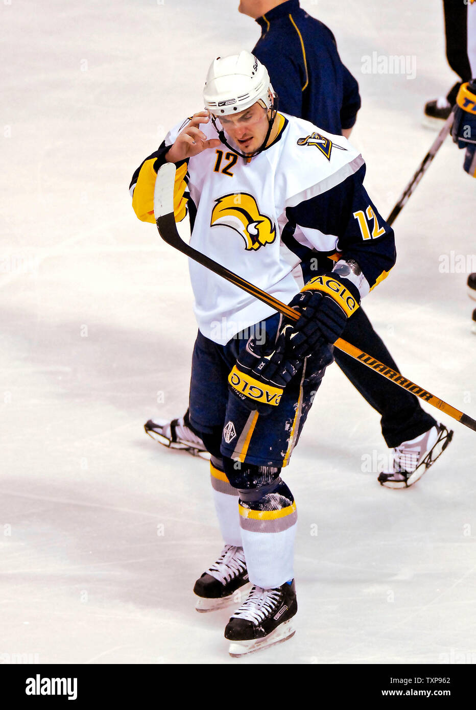 Buffalo Sabres right wing forward Ales Kotalik from the Czech Republic  skates away after being shaken