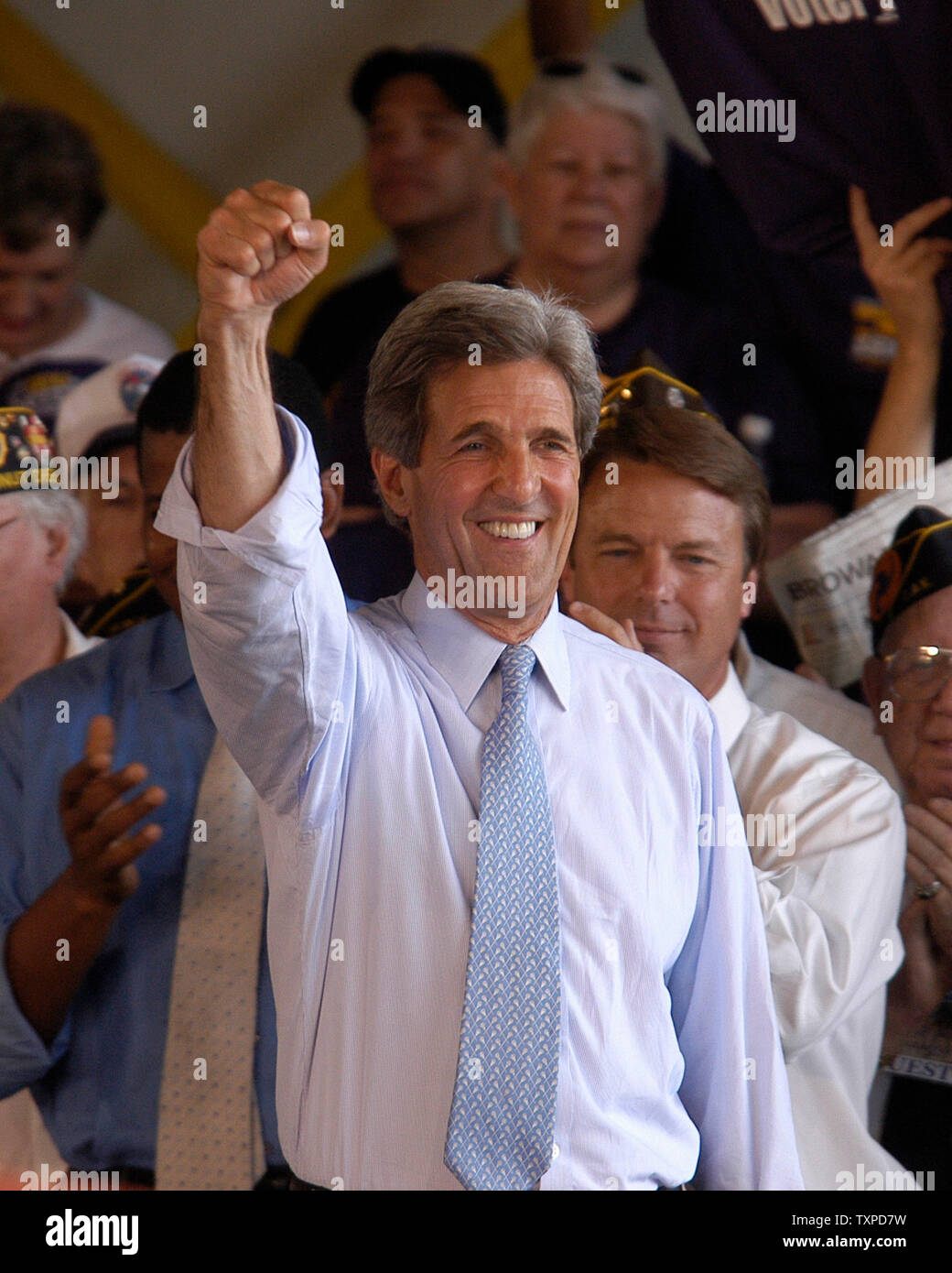 Democratic Presidential candidate, John Kerry expresses a strong