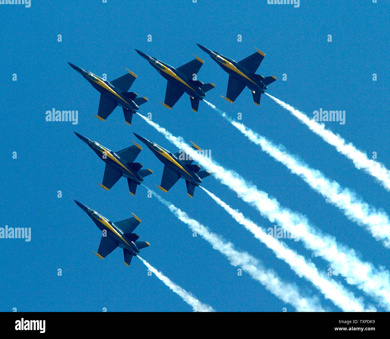 The US Navy Flight Demonstration Team "Blue Angels", flying FA 18