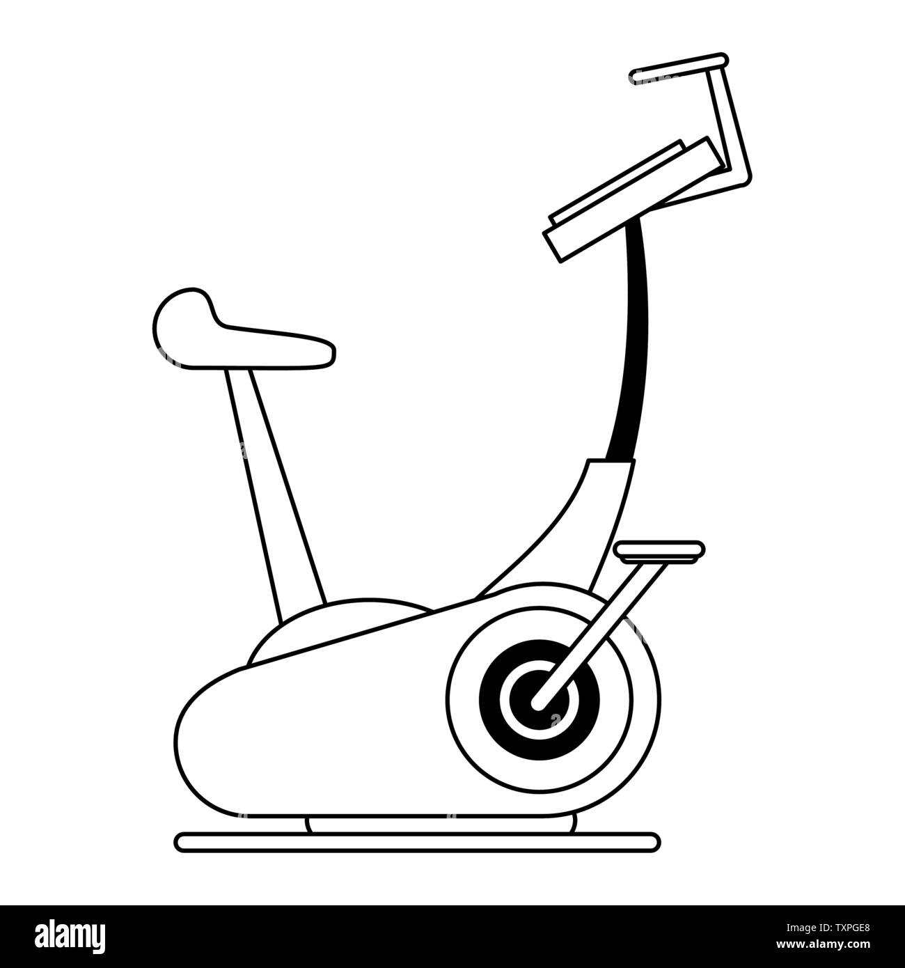 black and blue exercise bike in black and white Stock Vector Image