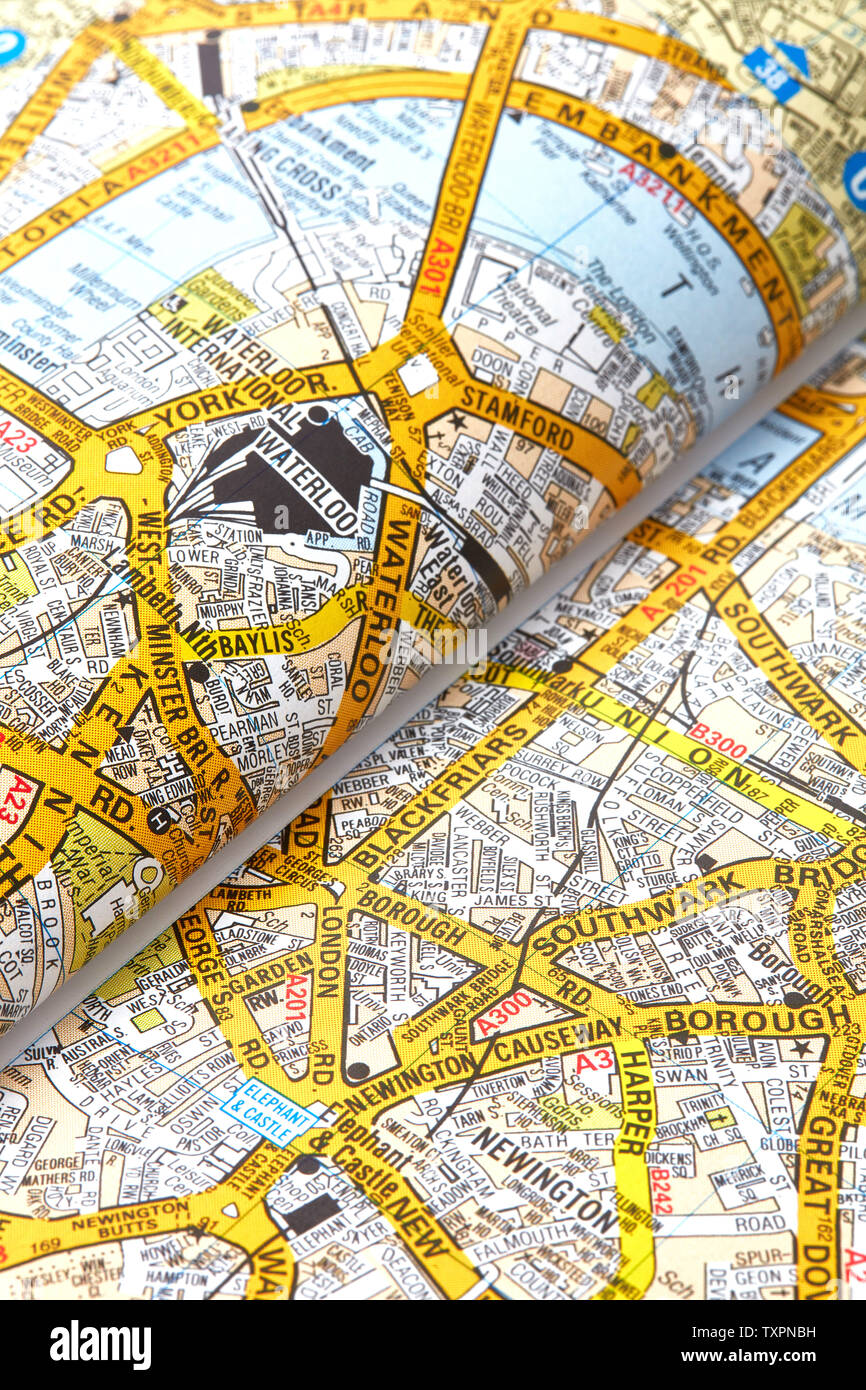 Old London A to Z map pre-dating smartphone apps Stock Photo