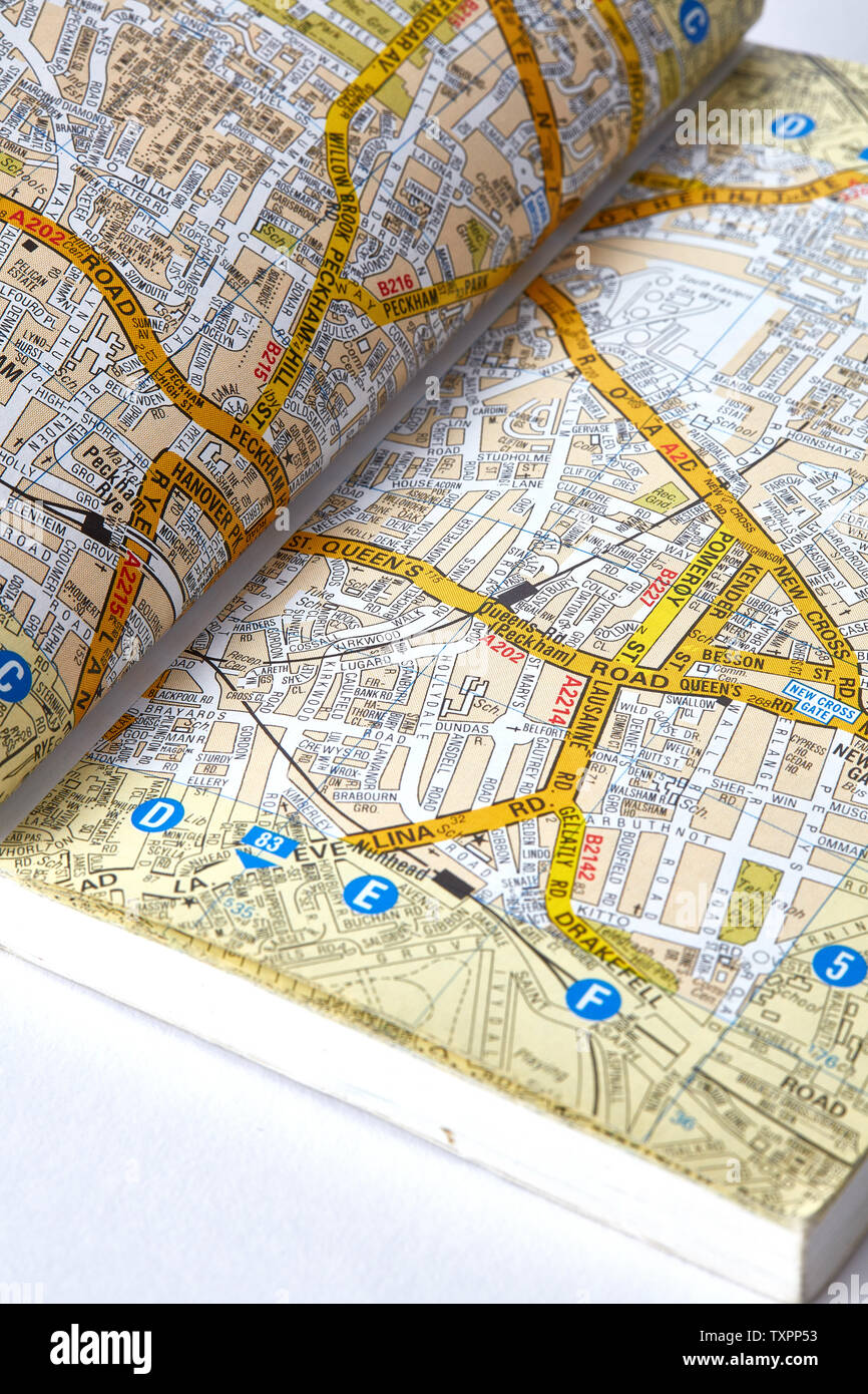 Old London A to Z map pre-dating smartphone apps Stock Photo