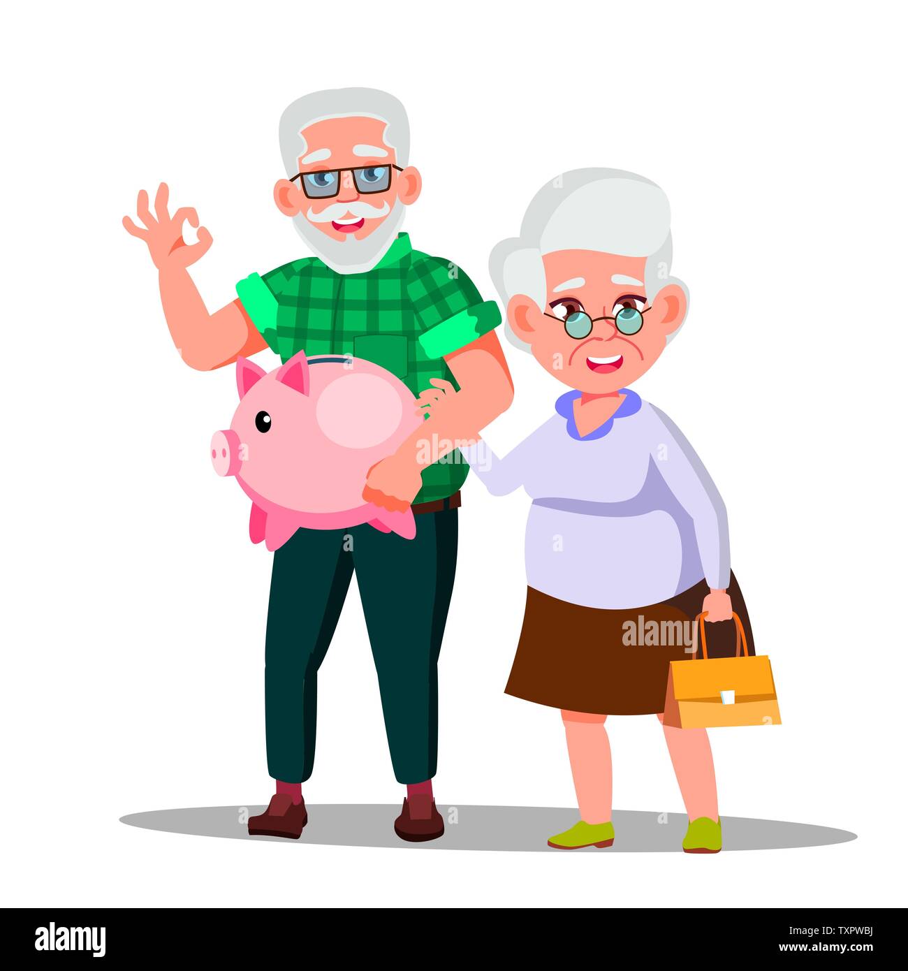 Character Man And Woman With Pension Saving Vector Stock Vector Image