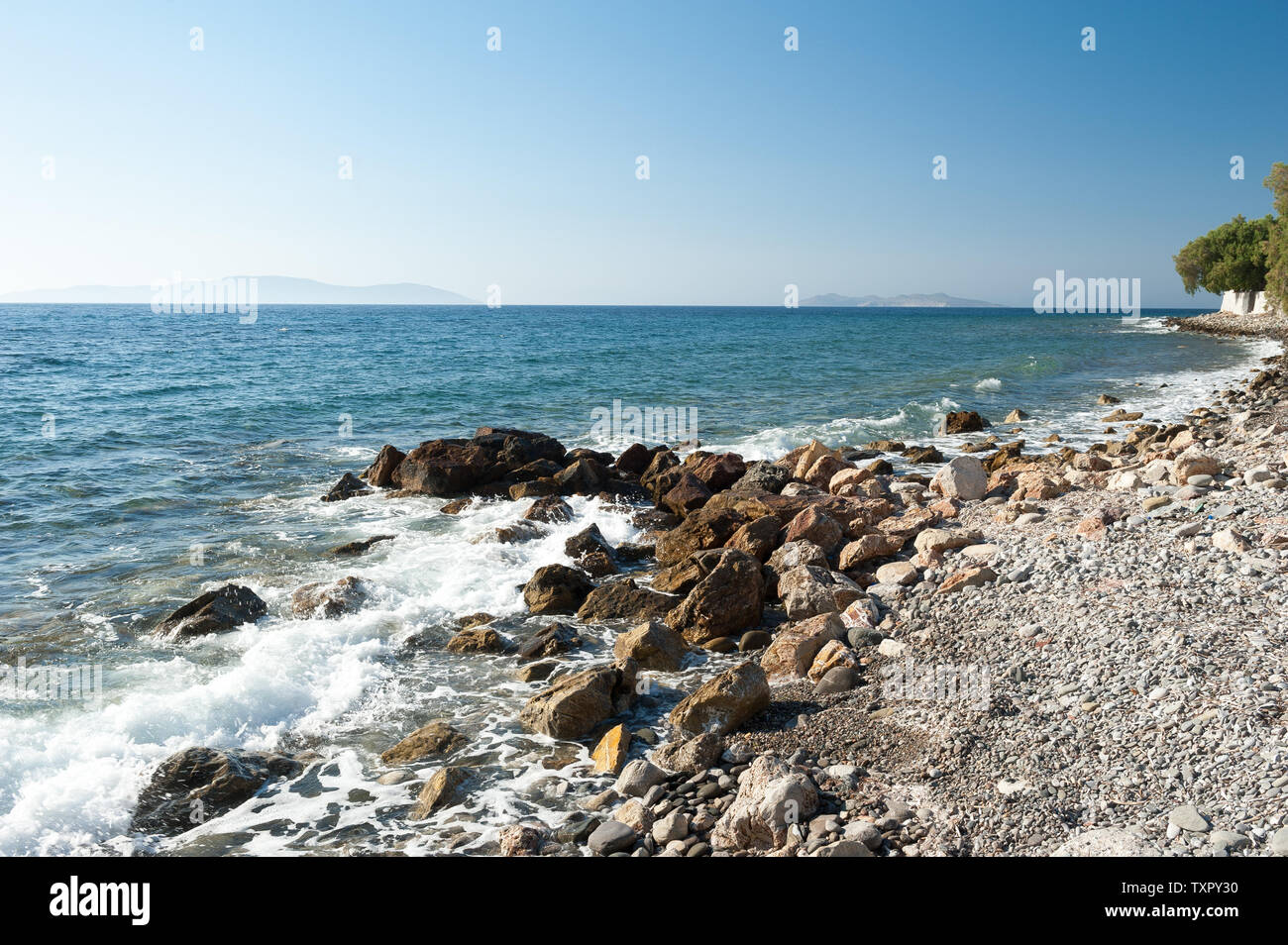 Glifada beach,  Rhodes, South Aegean, Greece, Europe Stock Photo