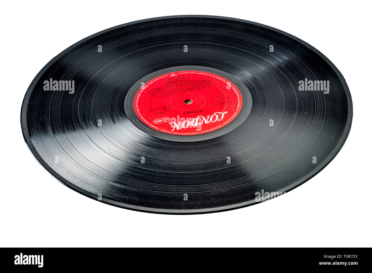Vinyl long playing record on white background Stock Photo Alamy