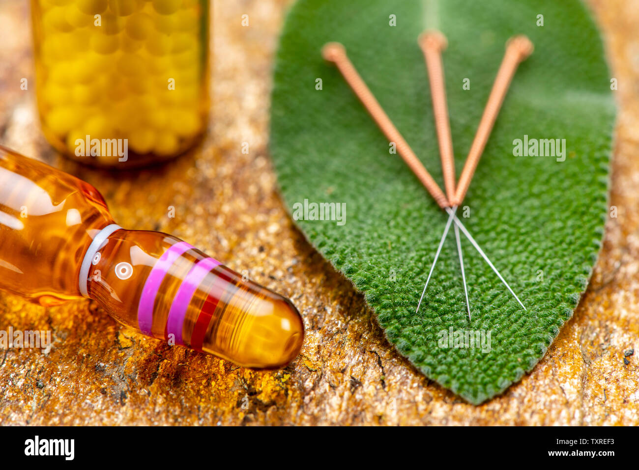 Alternative medicine with acupuncture Stock Photo