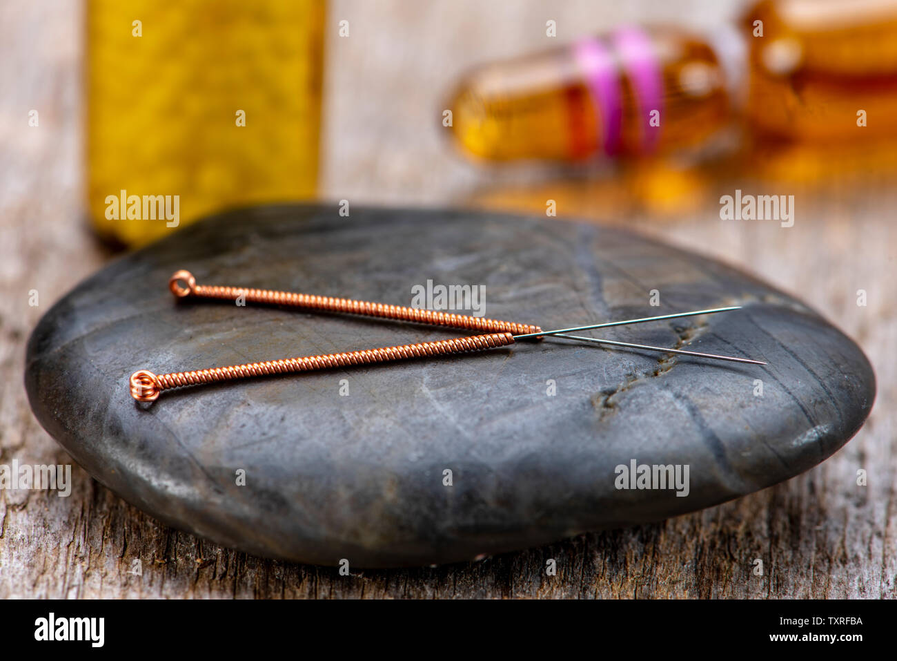 Alternative medicine with acupuncture Stock Photo