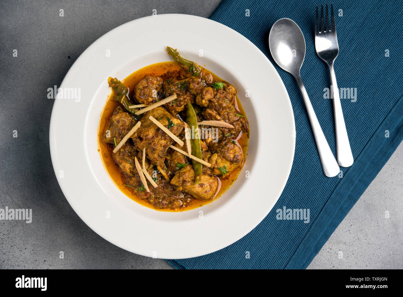 Spicy Indian Chicken Kadai Recipe Stock Photo Alamy