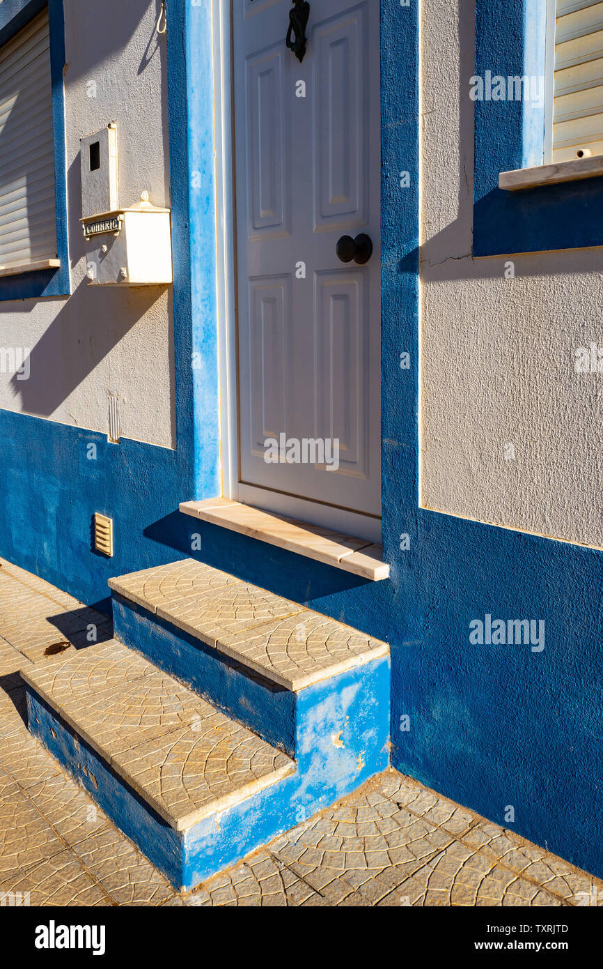 Pastel blue steps Portugal village Stock Photo