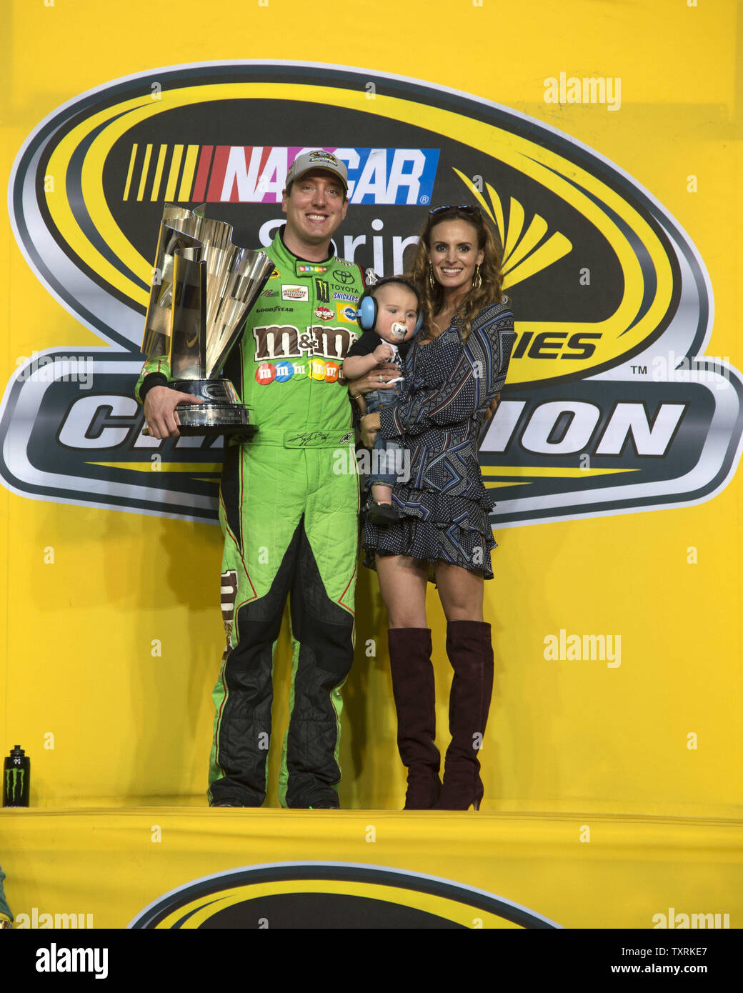 Racer Kyle Busch Driver For M M S Crispy Toyota And Family Celebrate Winning Both The 2015 Nascar Sprint Cup Series Ford Ecoboost 400 Race And Championship At The Homestead Miami Speedway On November 22