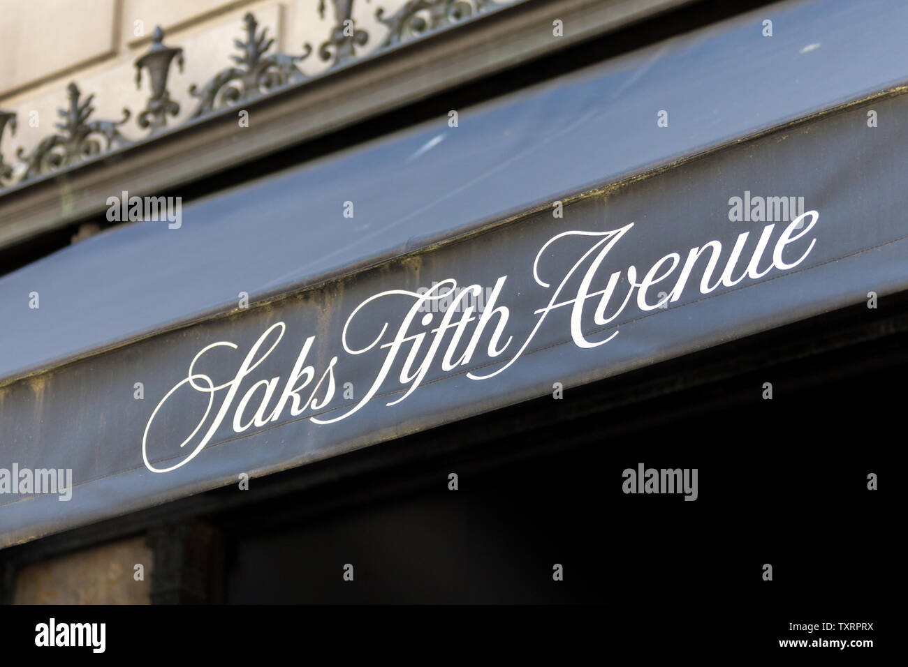 NEW YORK, USA - MAY 15, 2019: Saks Fifth Avenue on Fifth Aveneue in New York, USA, American chain of luxury department stores Stock Photo