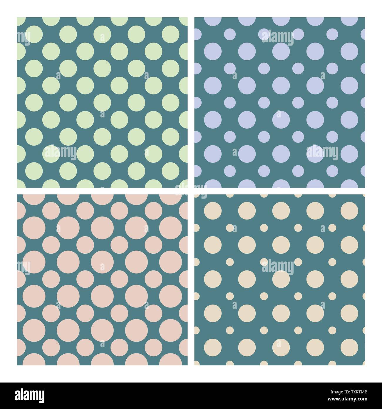 Vintage 1950 Polka Dot Set Seamless Pattern Vector Stock Vector Image ...
