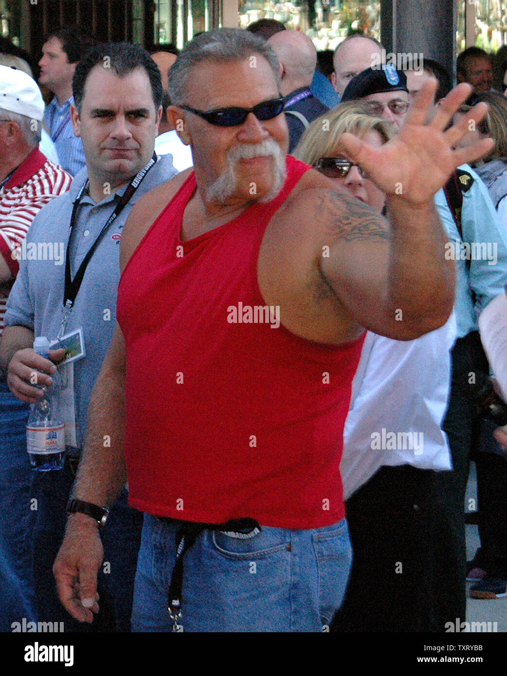 Paul Teutul Sr. from the show Orange County Choppers waves to fans