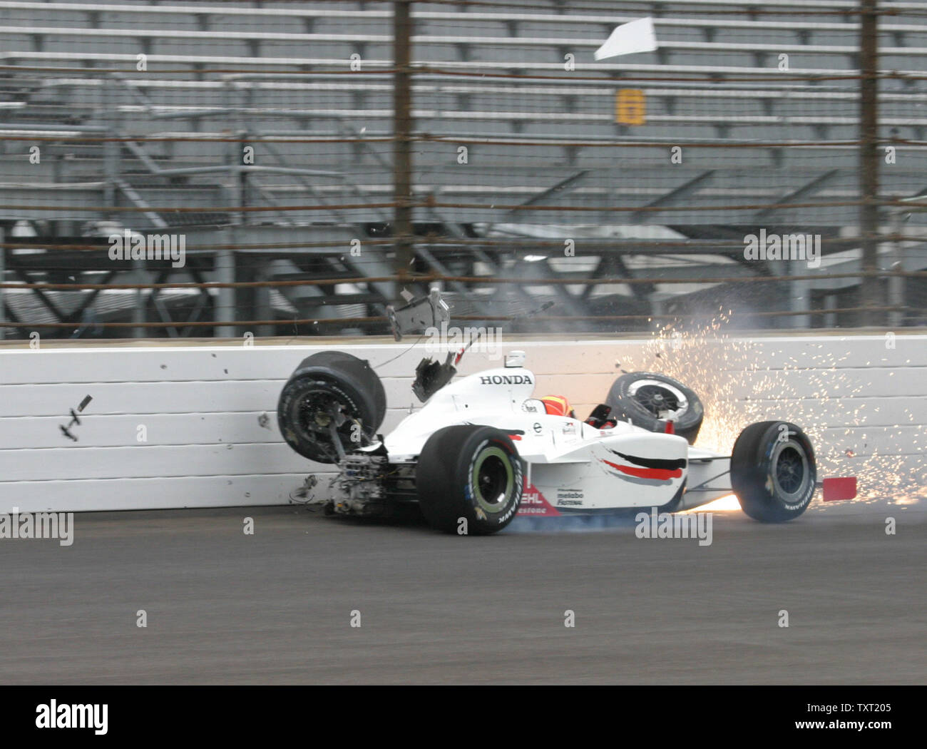 Rookie Alex Lloyd suffered back injuries after slamming the turn 1 safer  barrier on May 9, 2008 at the Indianapolis Motor Speedway in Indianapolis,  Indiana. (UPI Photo/ Ed Locke Stock Photo - Alamy