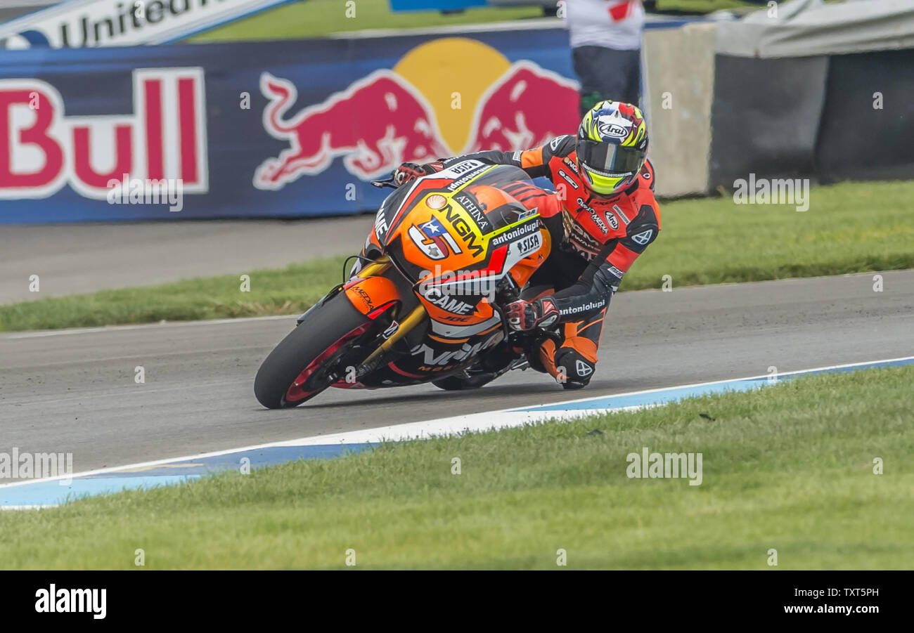 Colin Edwards on the NGM Forward Racing during the Red Bull Indianapolis GP practice at the Indianapolis Motor Speedway  on August 8, 2014 in Indianapolis, In. UPI /Darrell Hoemann Stock Photo