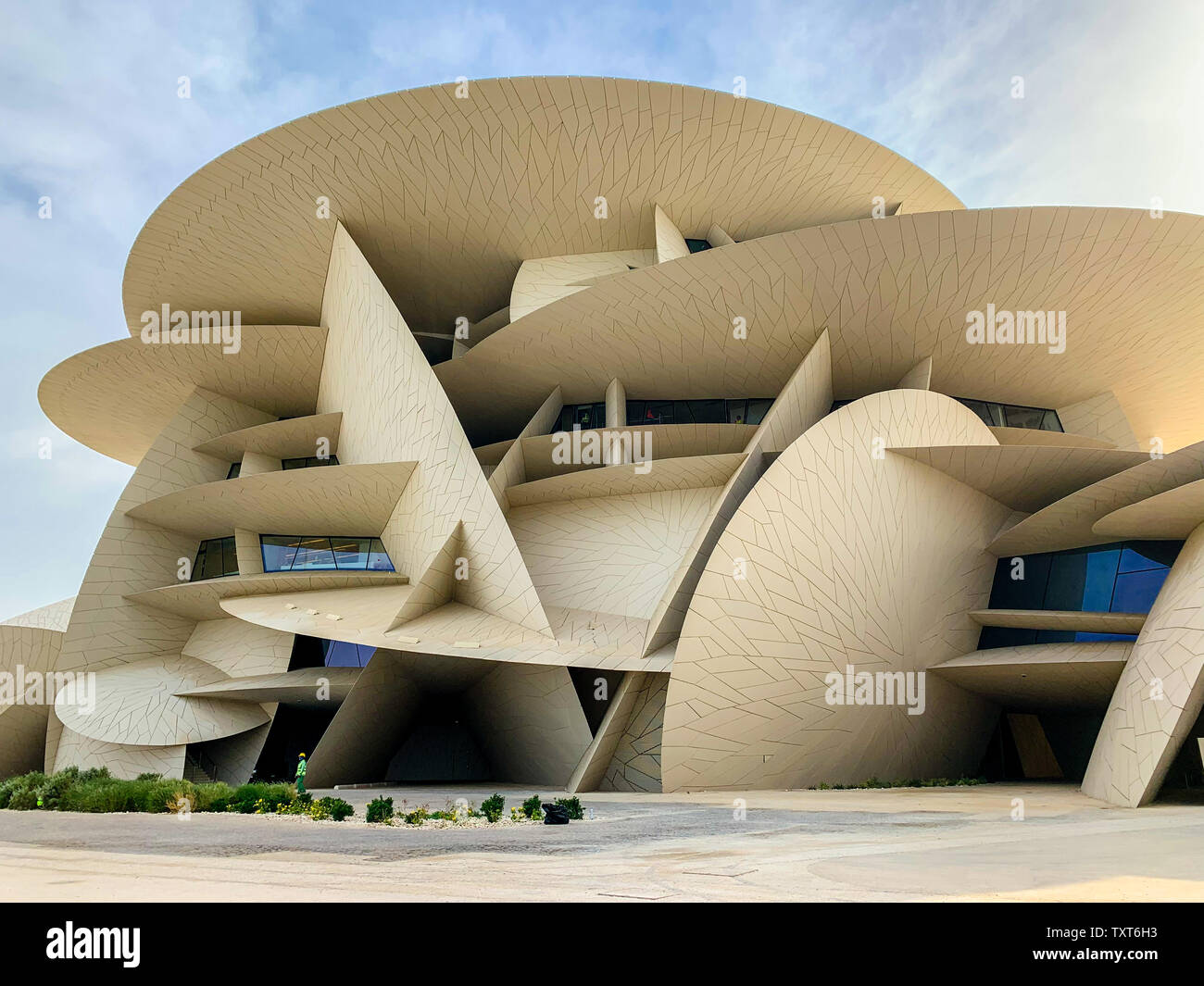 Part of the structure of the new National Museum of Doha in Qatar in the shape of a desert rose, April 2019 Stock Photo