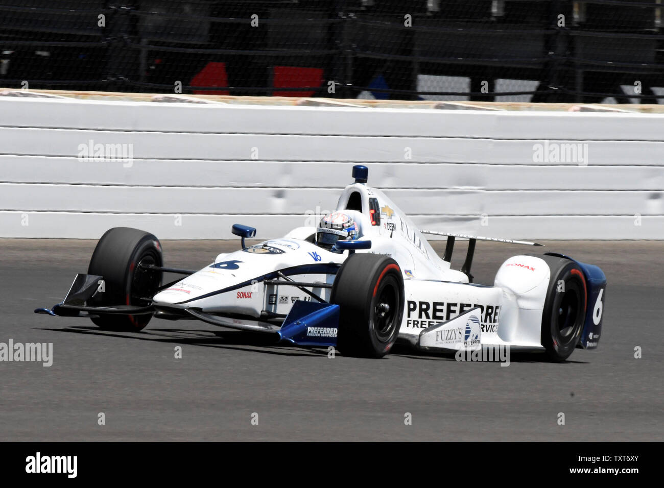 JR Hildebrand enters turn 4 during practice for the 100th running of