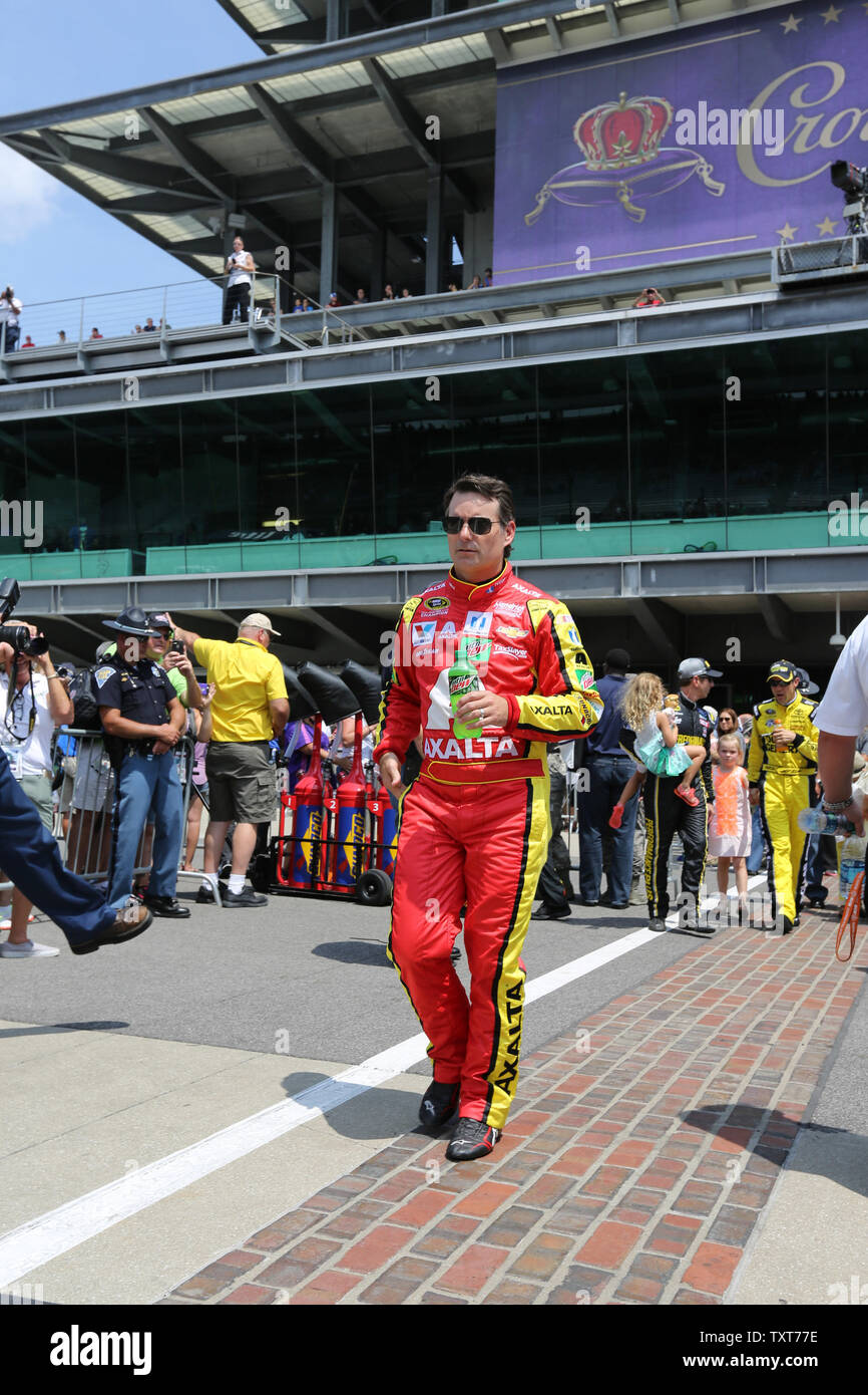 Jeff Gordon is introduced to the crowd before the start of the 23rd Brickyard 400 at the Indianapolis Motor Speedway on July 24, 2016 in Indianapolis, Indiana.    Photo by Ed Locke/UPI Stock Photo