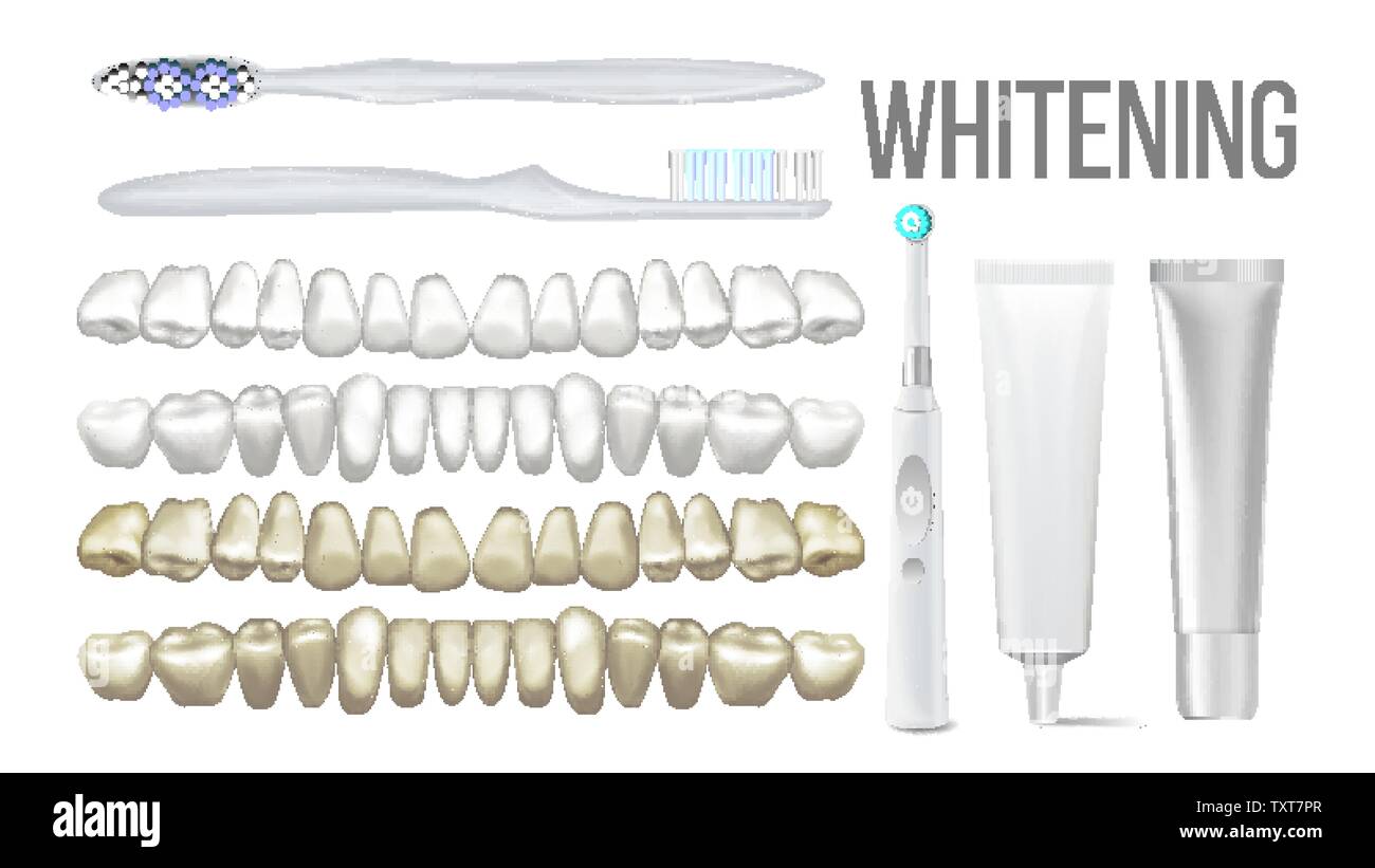 Brush Whitening Clear Teeth Equipment Set Vector Stock Vector Image & Art Alamy