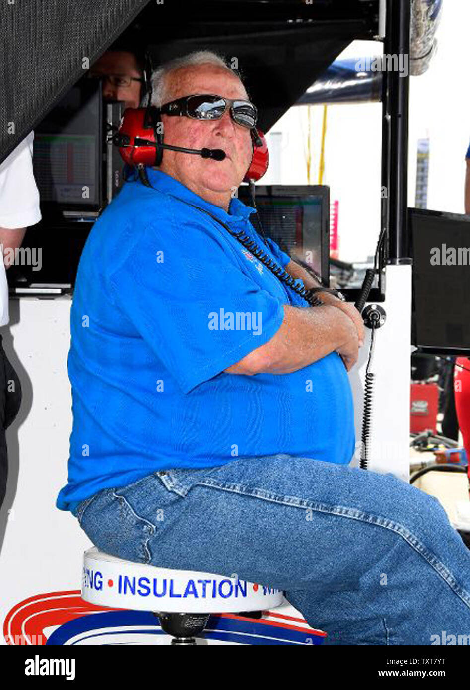 Four time Indy winner AJ Foyt watches his driver Tony Kanaan during practice for the 102nd Indianapolis 500 at the Indianapolis Motor Speedway on May 16, 2018 in Indianapolis, Indiana.    Photo by Larry Papke/UPI Stock Photo