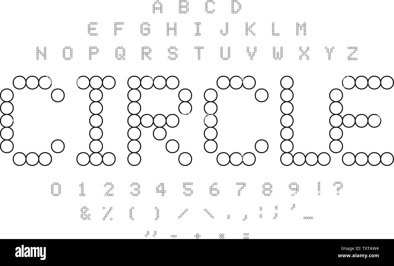 Circle Contours Alphabet Black And White Simple Dotted Letters Circle Contours Alphabet Black And White Simple Dotted Letters