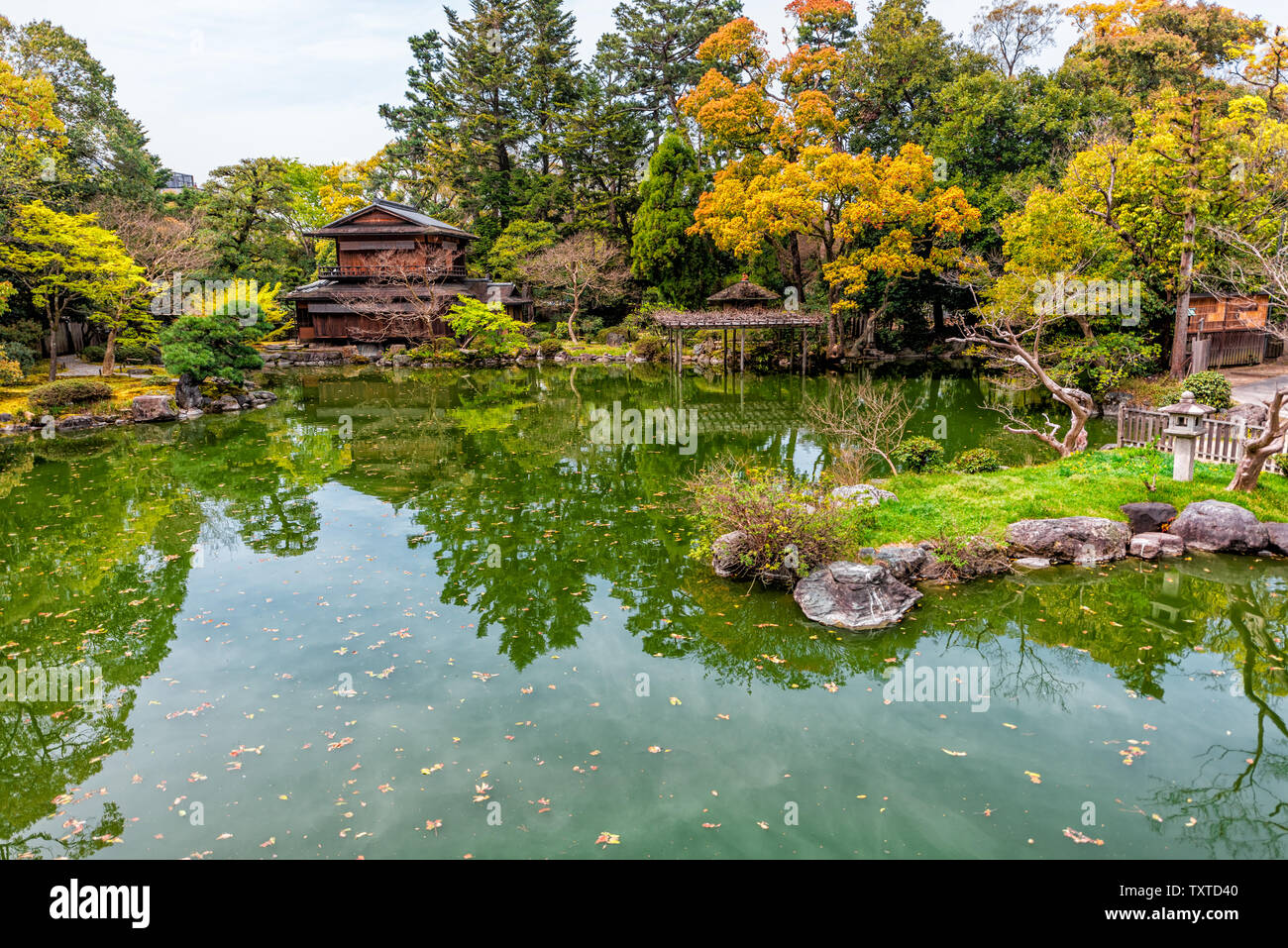 Kujo Pond in Kyoto Gyoen National Garden in Japan near Imperial Palace