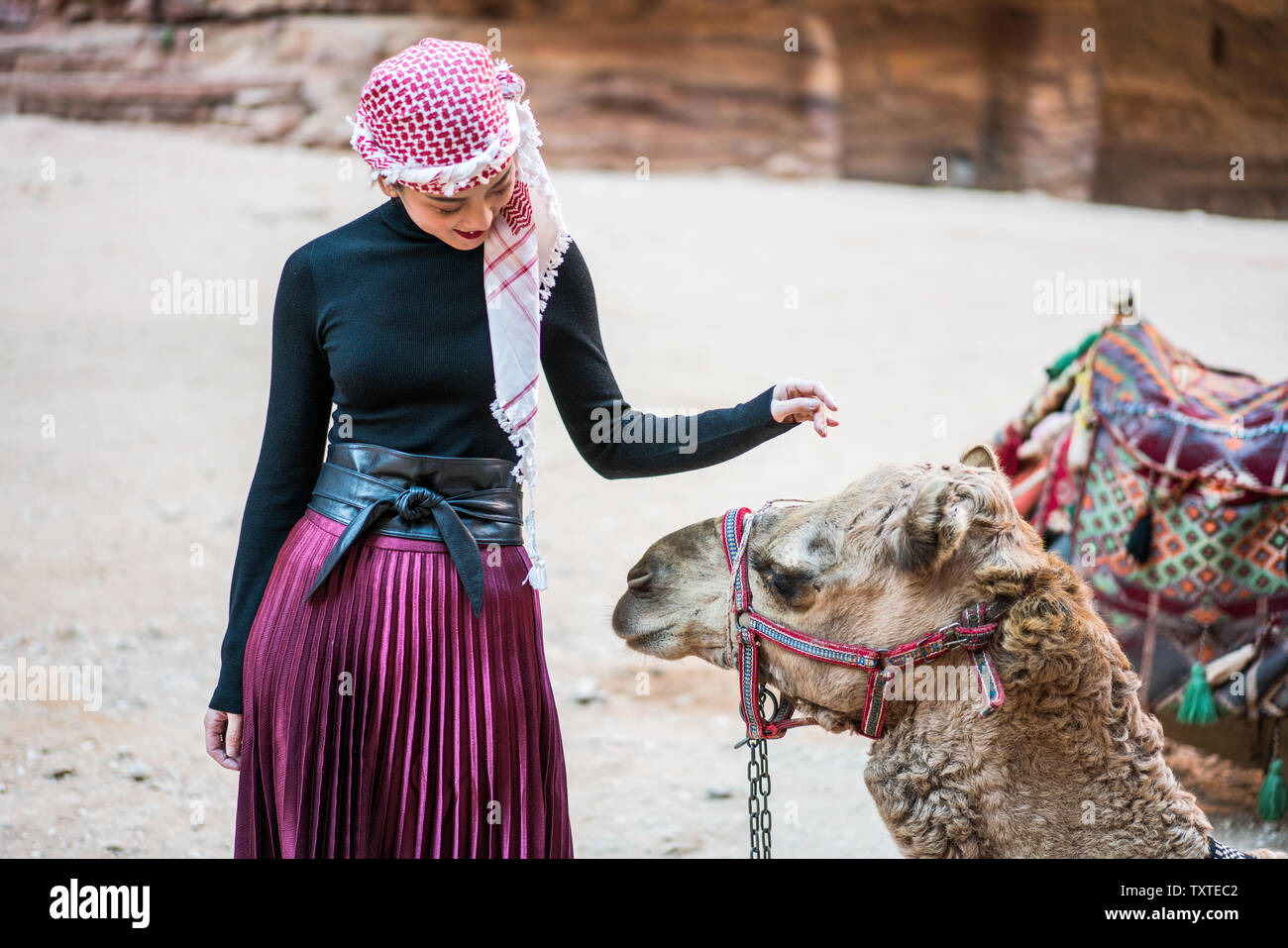 Tourists in the Petra, Jordan Stock Photo - Alamy