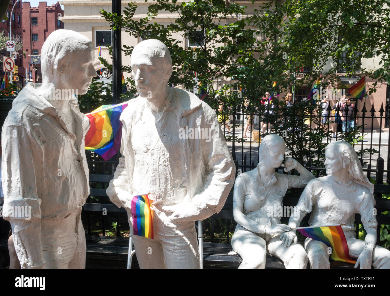 The Stonewall National Monument is located in Greenwich Village, NYC, USA Stock Photo
