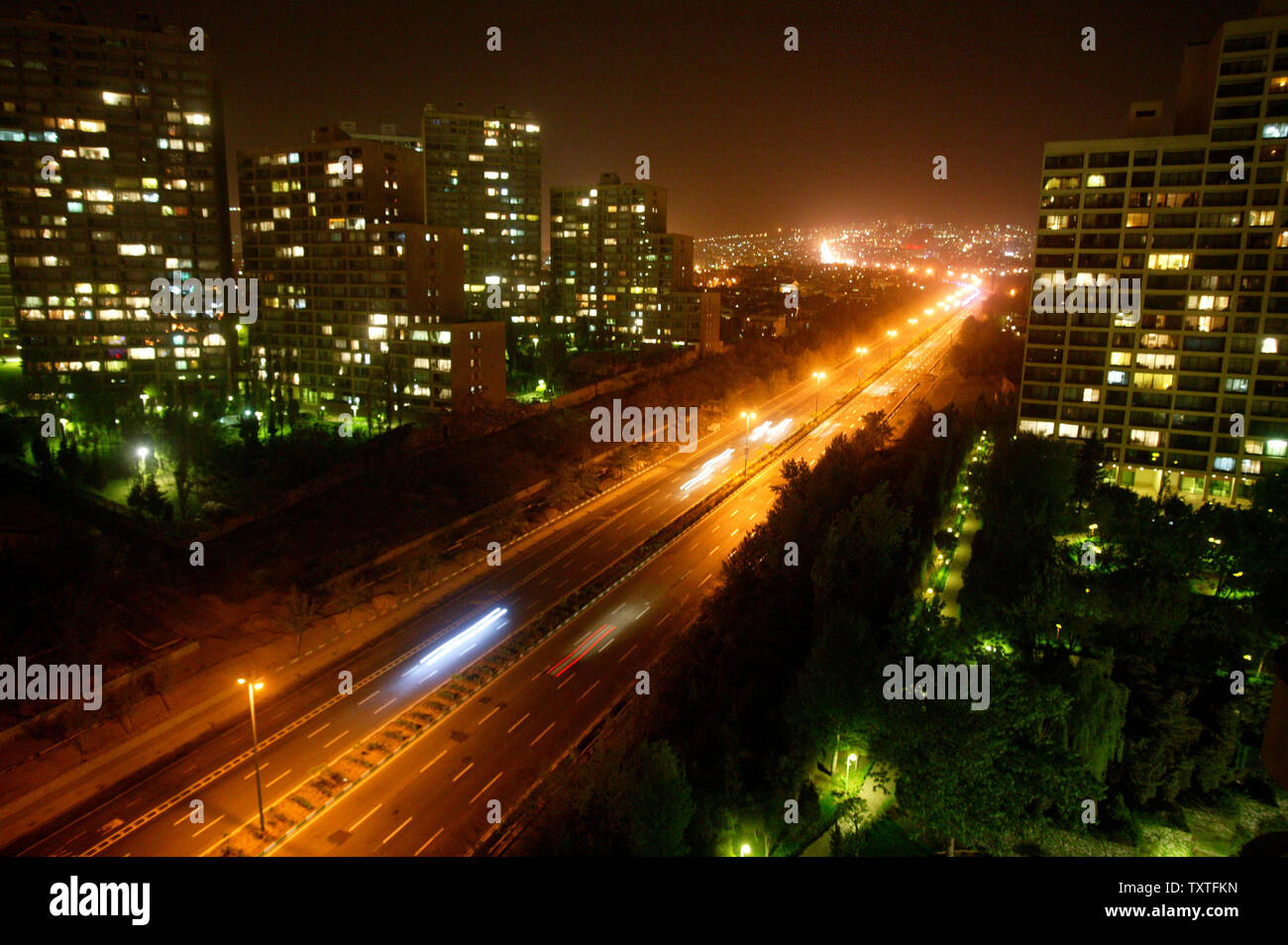 Traffic moves along on Tehran highways in Iran on April 5, 2008. (UPI
