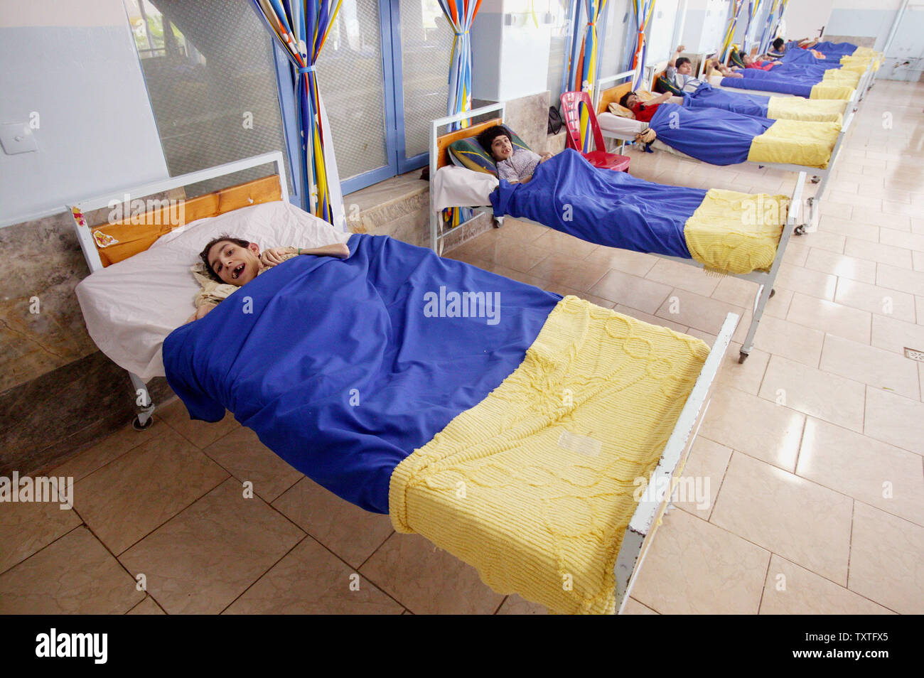 Patients take a rest in a nursing home in Rasht city in Gilan province