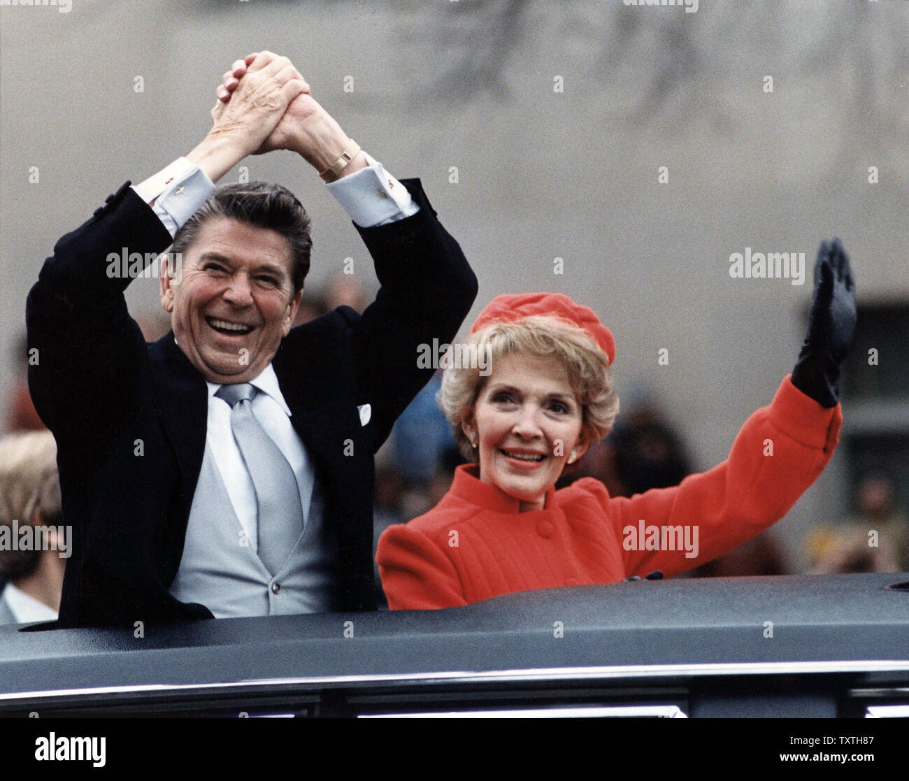 RONALD REAGAN and wife Nancy at his Presidential Inauguration Parade 20 January 1981. Photo: White House Stock Photo
