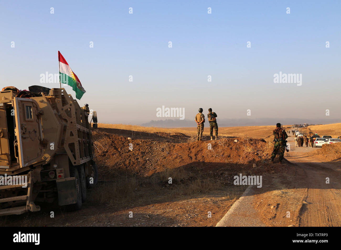 Peshmerga forces transport military vehicles in Dohuk, north  of Mosul, during an operation to attack Islamic State militants in Mosul, Iraq, October 20, 2016. photo by Shvan Harki/ UPI Stock Photo