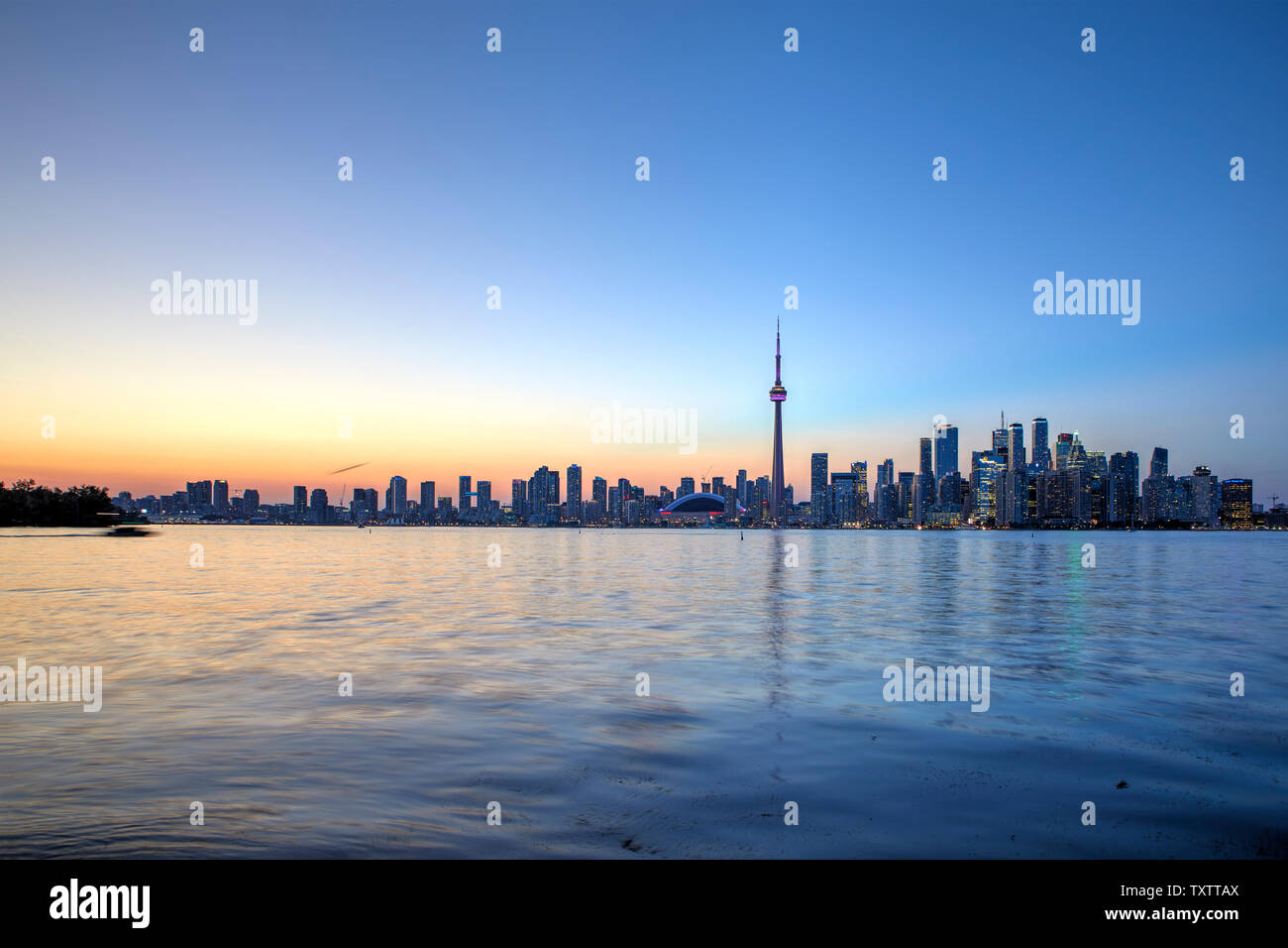 Skyline of Toronto with the iconic CN Tower, Ontario, Canada Stock Photo