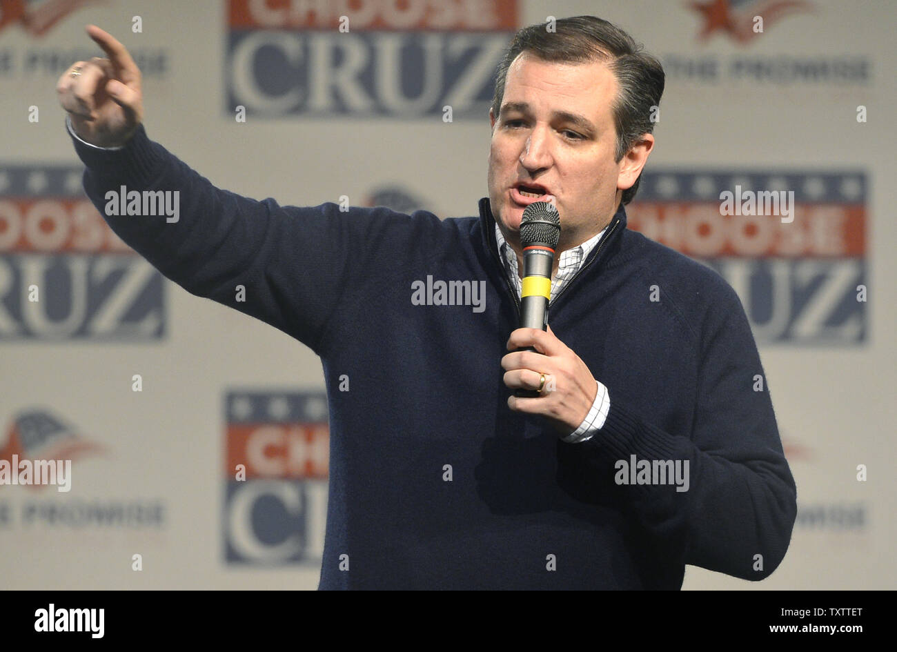 Texas Sen. Ted Cruz, 2016 Republican presidential candidate, makes remarks after being endoresed by social commentator and author Glenn Beck during a 'Keep the Promise' rally at Faith Baptist Bible College, January23, 2016, in Ankeny, Iowa. Cruz is running against a large field of GOP candidates, including real estate mogul Donald J. Trump, Florida Sen. Marco Rubio and retired neurosurgeon Ben Carson ahead of Iowa's first-in-the-nation caucuses, February 1.      Photo by Mike Theiler/UPI Stock Photo