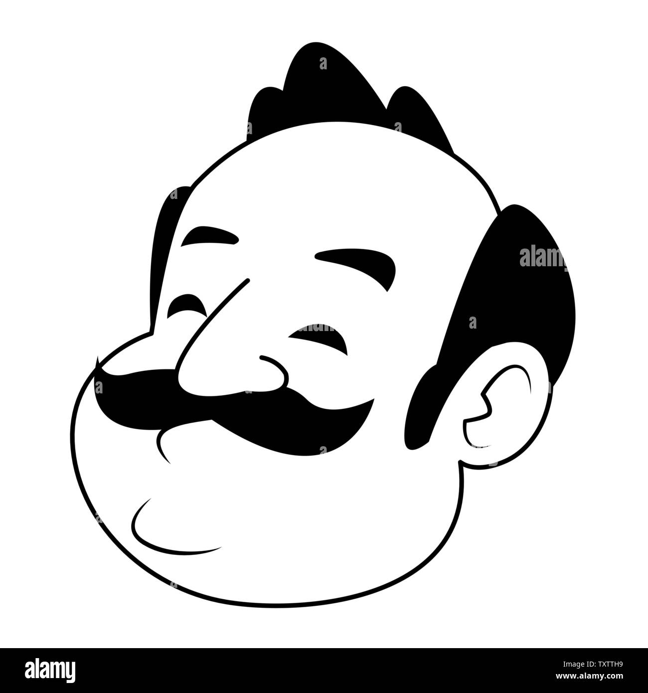 man with moustache avatar cartoon character in black and white Stock Vector Image & Art Alamy
