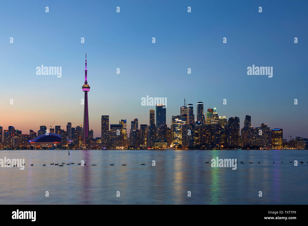 Skyline of Toronto with the iconic CN Tower, Ontario, Canada Stock Photo