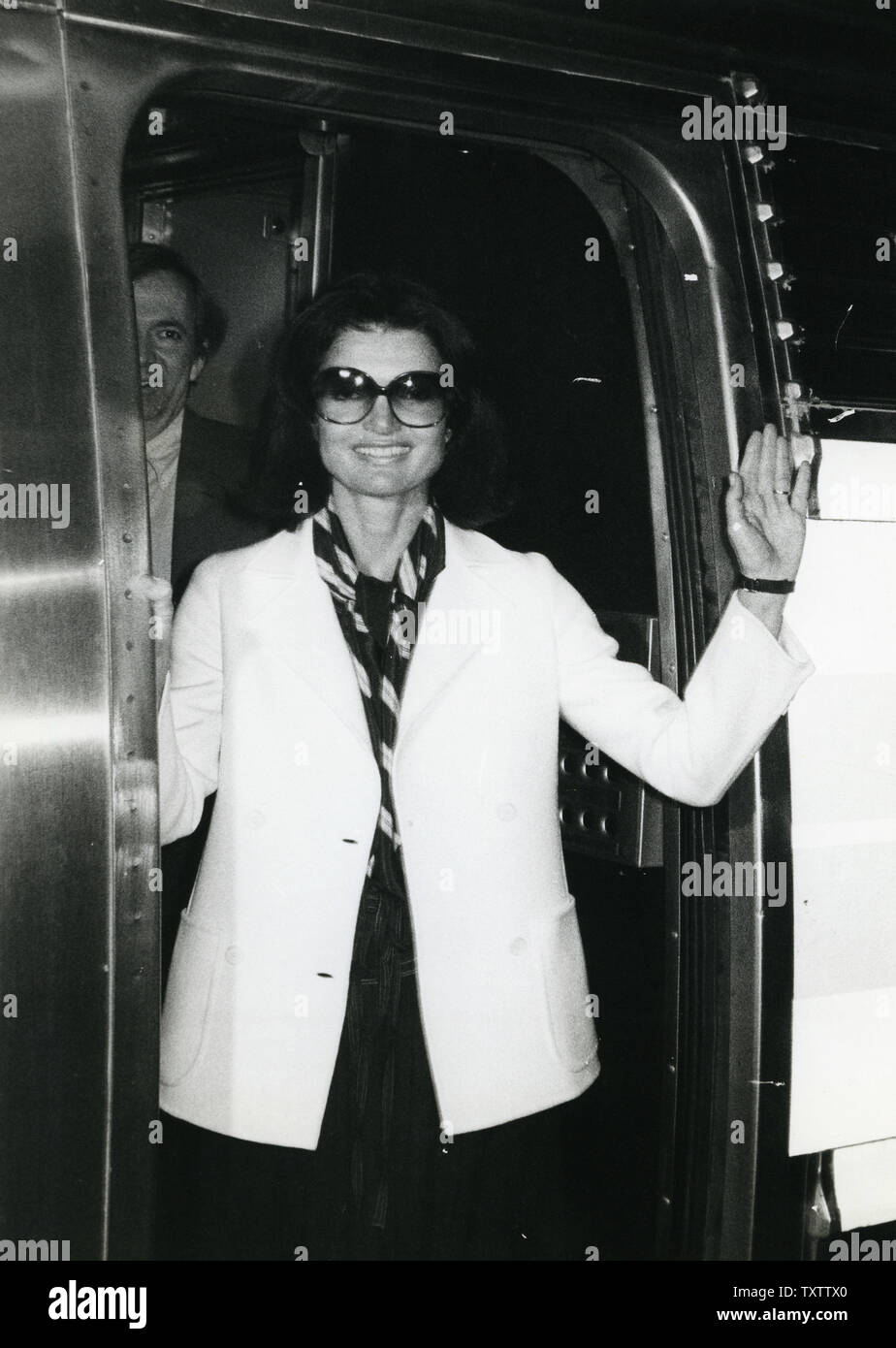 Jacqueline Kennedy Onassis boards the Landmark Express at Penn Station