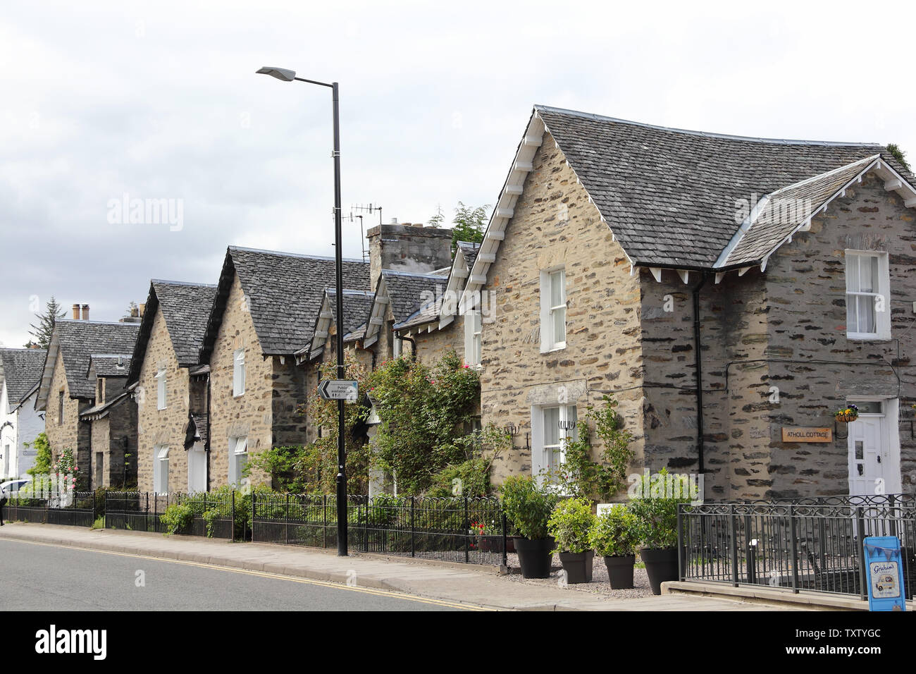 Row of residential houses in Pitlochry in Scotland Stock Photo Alamy