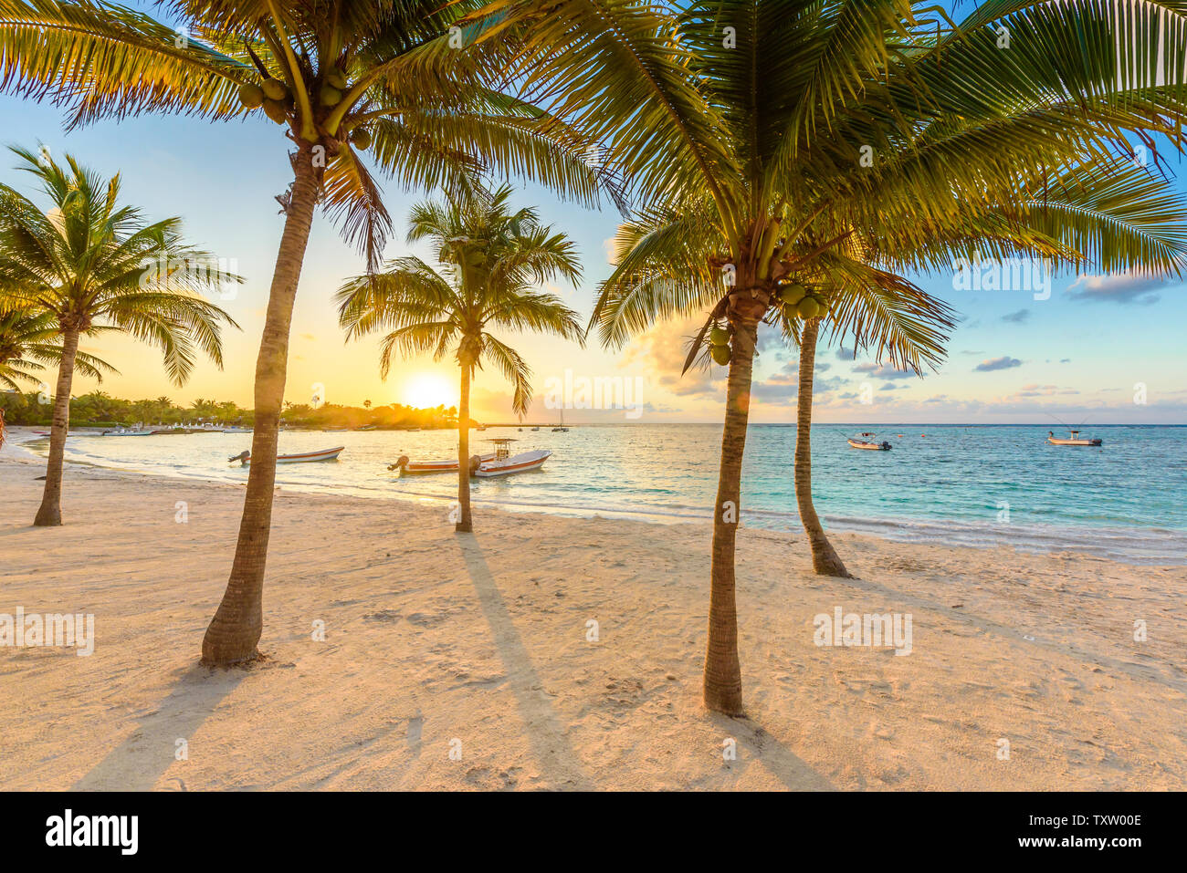 Akumal bay - Caribbean white beach in Riviera Maya, coast of Yucatan ...