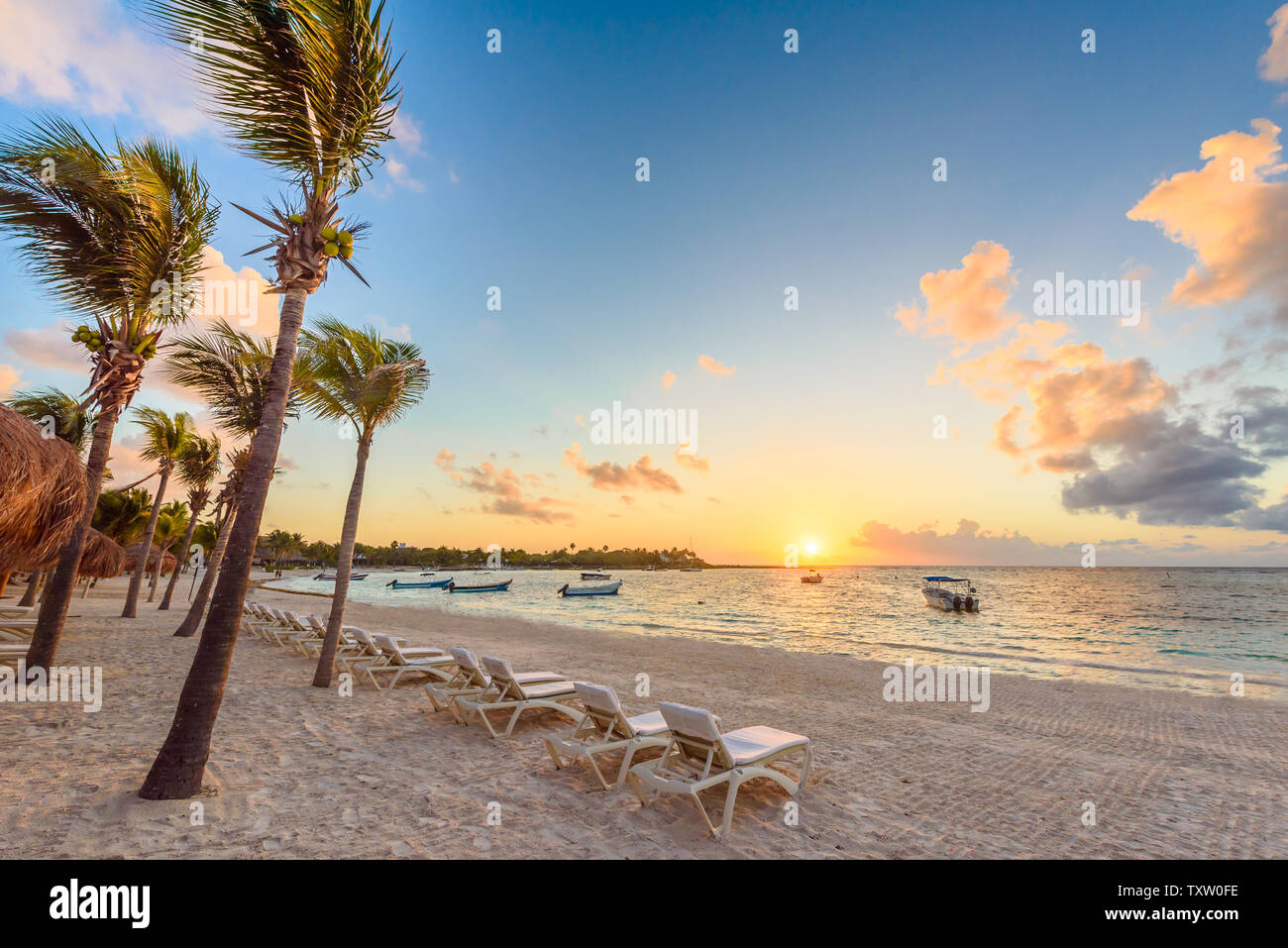 Akumal bay - Caribbean white beach in Riviera Maya, coast of Yucatan ...