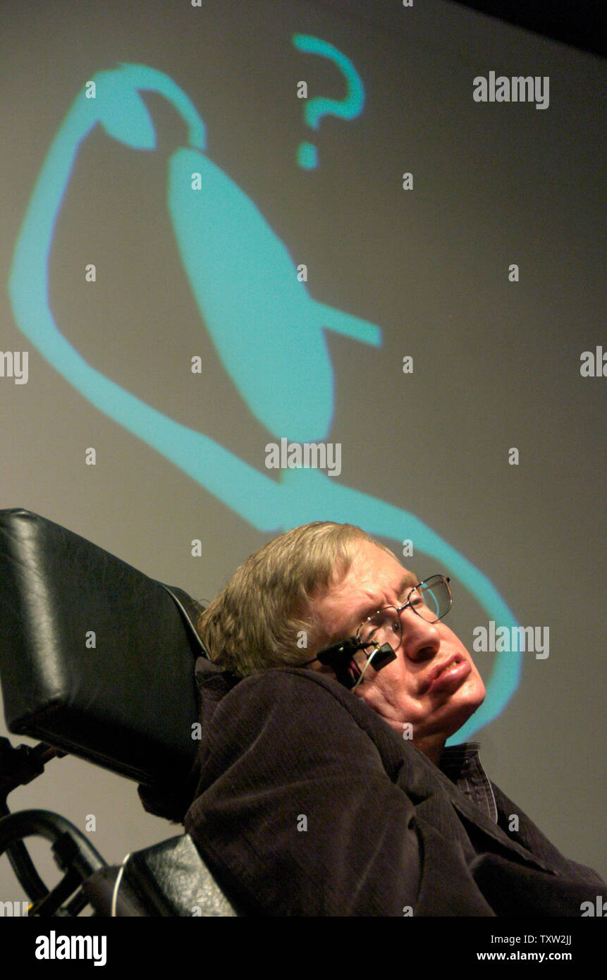 British scientist Professor Stephen Hawking speaks to teenage