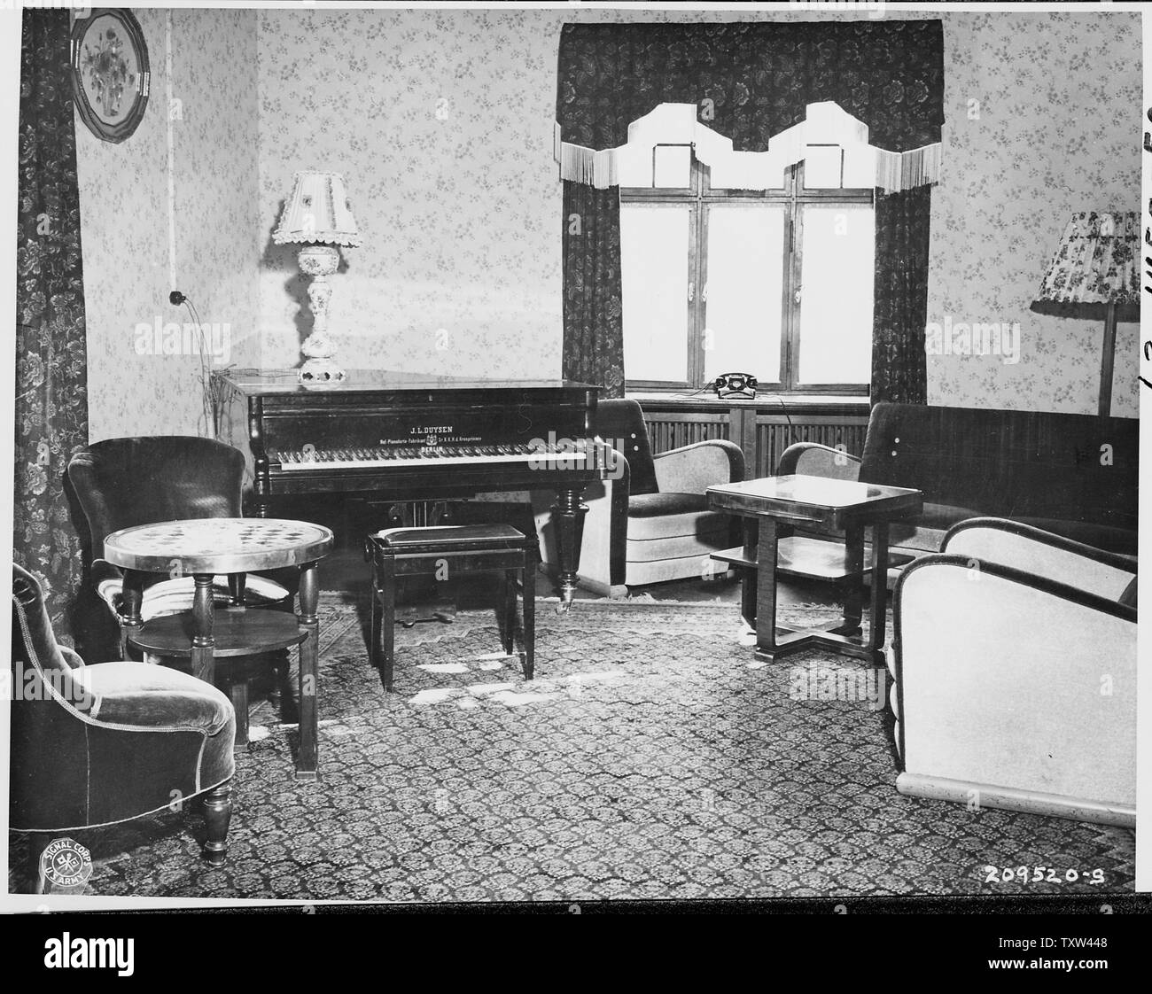 A room with a piano from the Little White House, the residence of President Truman during the