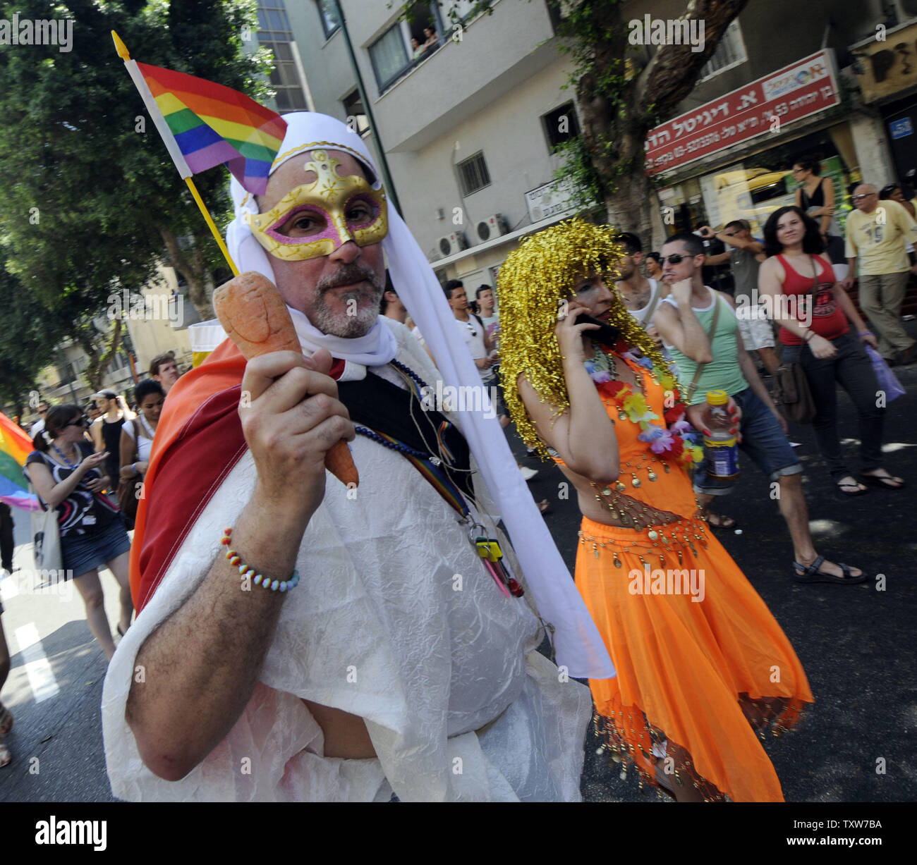 Israelis march in the Gay Pride Parade in Tel Aviv, Israel, June 12, 2009.  (UPI Photo/Debbie Hill) Stock Photo