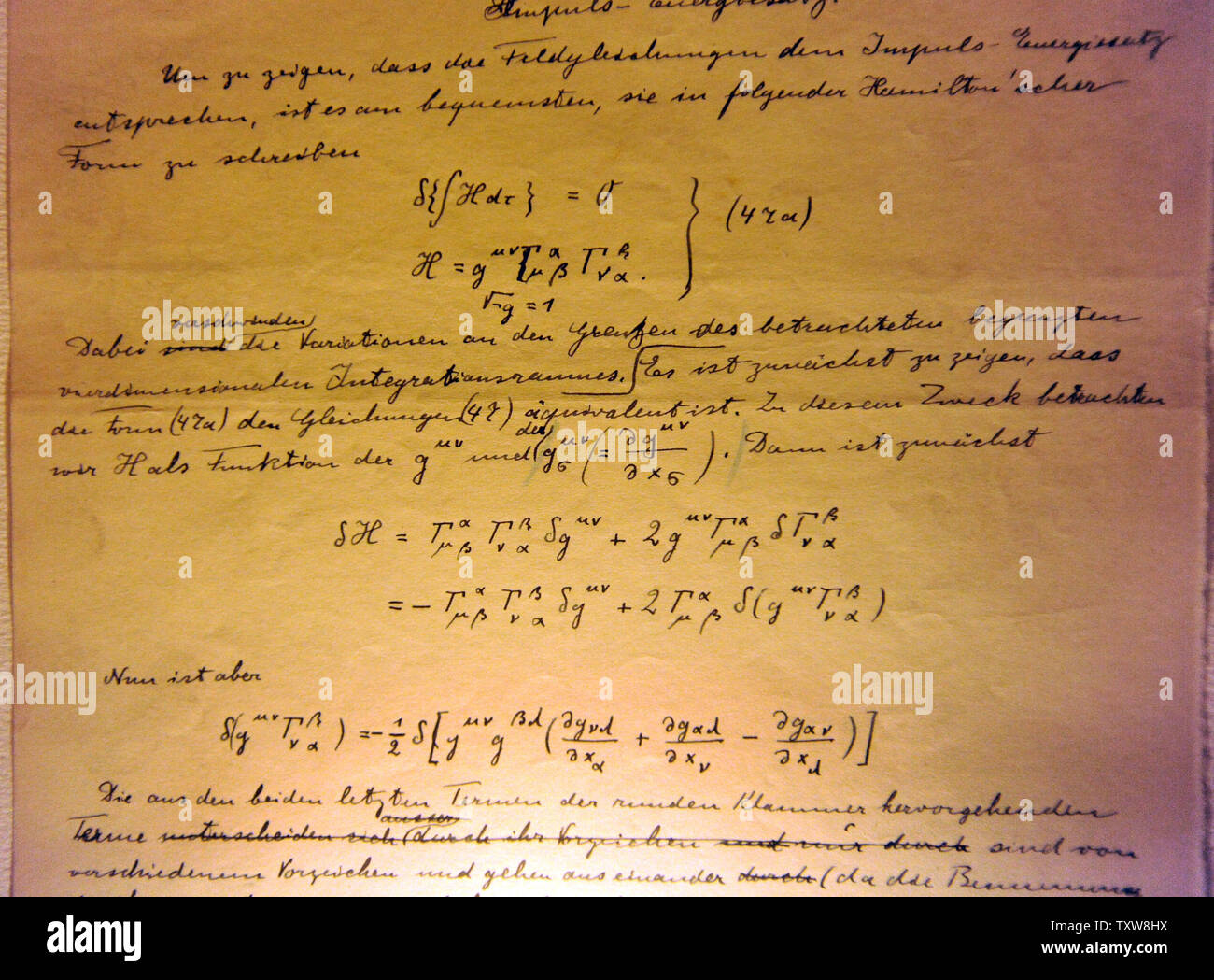 A close up of a section of a page of the original manuscript of albert