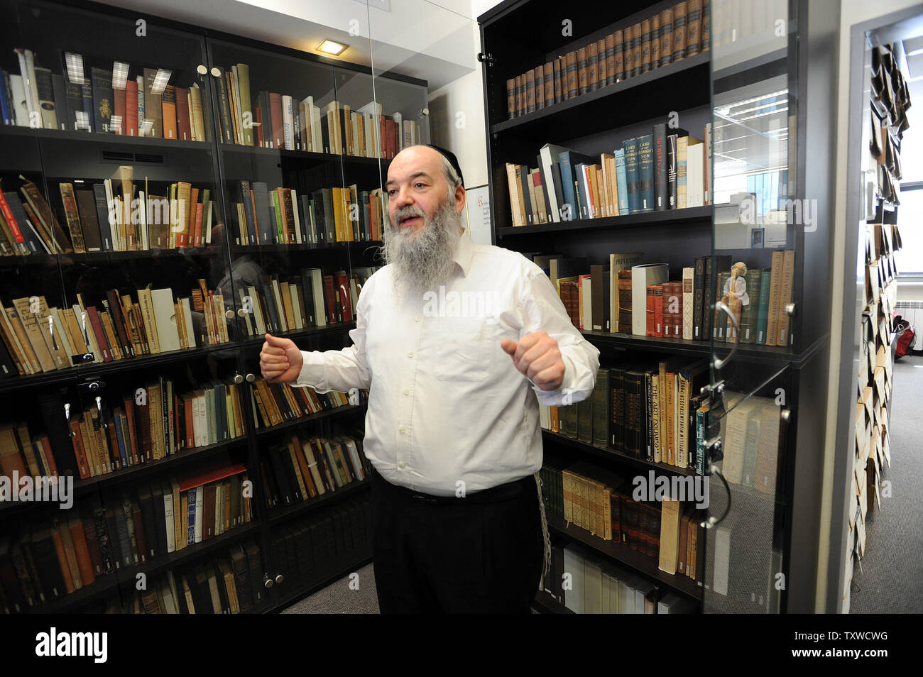 Dr. Roni Grosa, Curator of the Albert Einstein Archives, speaks to the ...