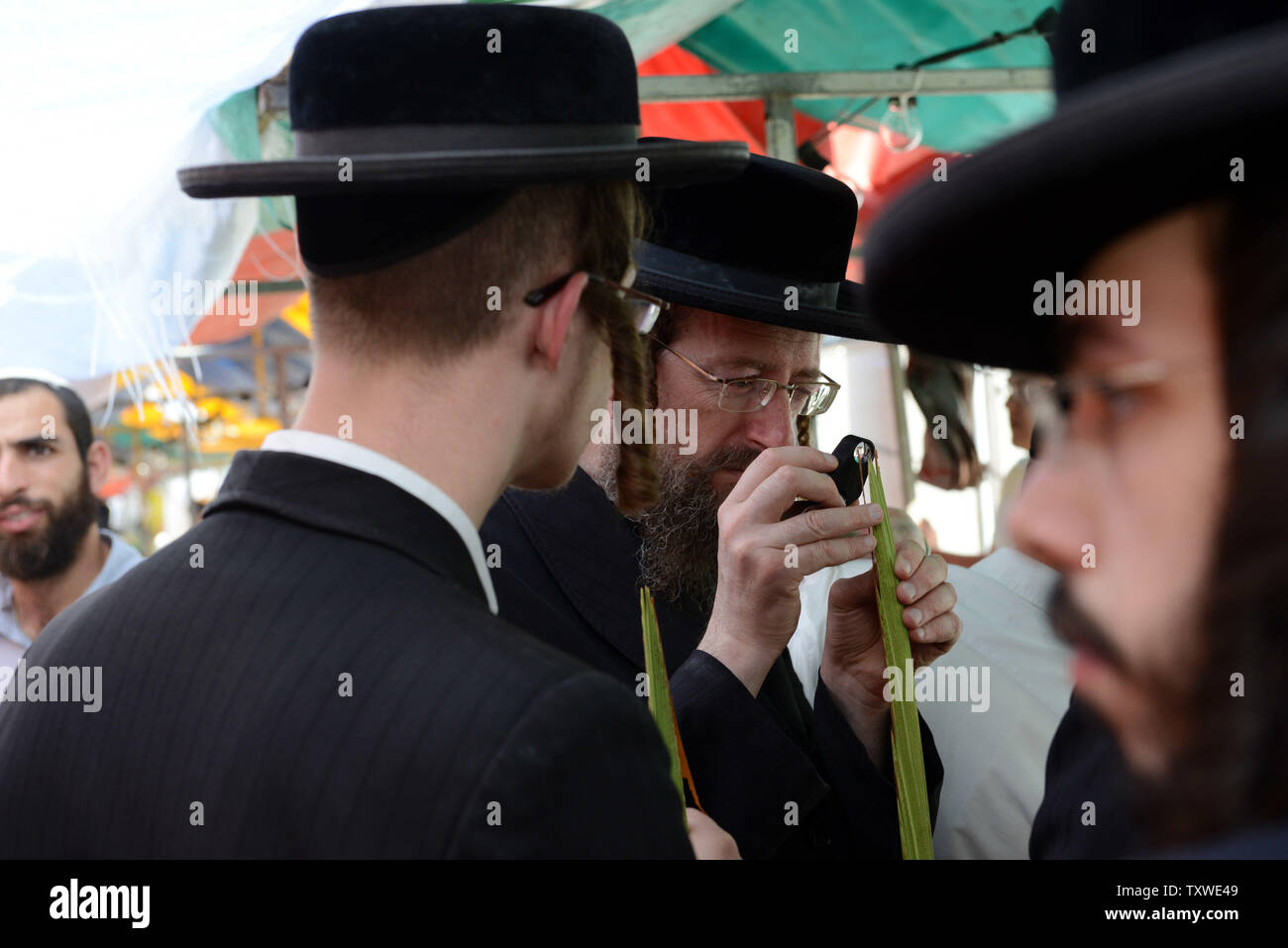 An Ultra Orthodox Jew wears magnifying goggles to inspect the Citron  News Photo - Getty Images