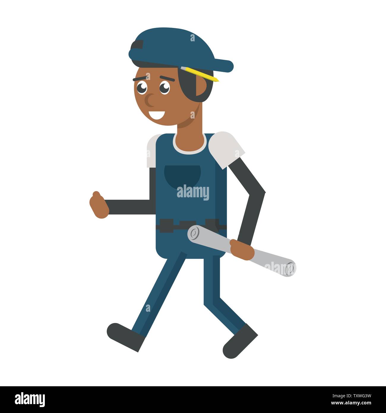 Construction worker smiling cartoon isolated Stock Vector Image & Art ...